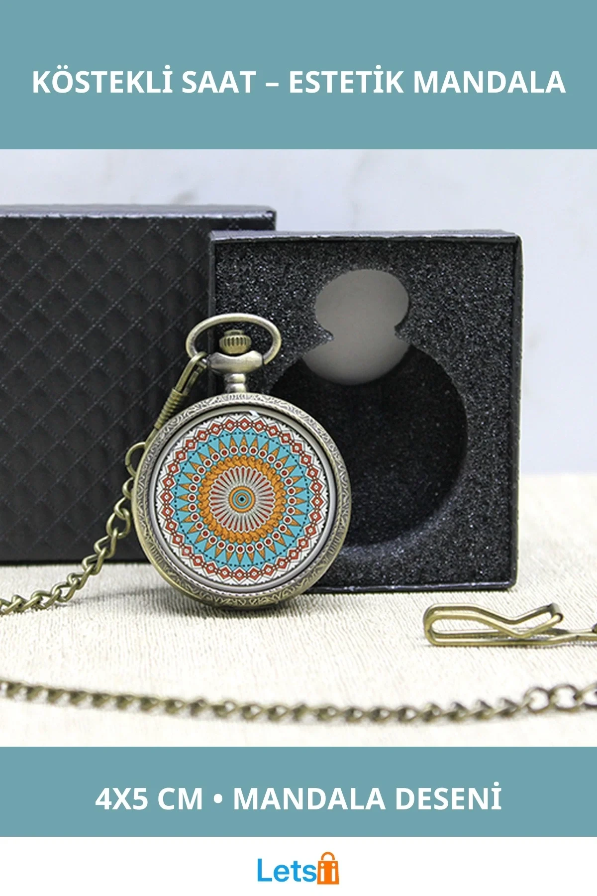 Özel Kutulu Mandala Desenli Şık Köstekli Saat