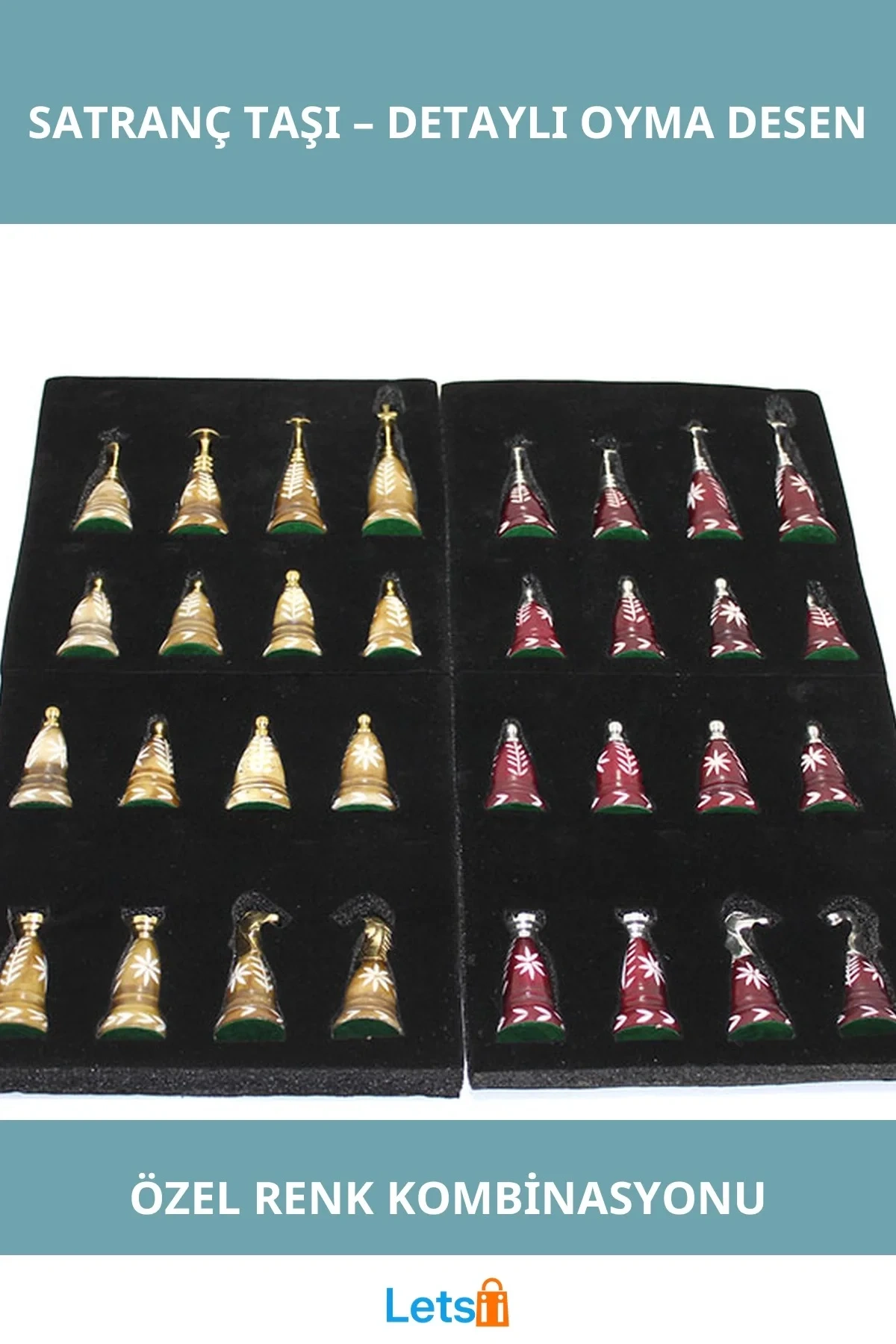 Özel Tasarım El Yapımı Ahşap Satranç Taşı Seti 32 Adet