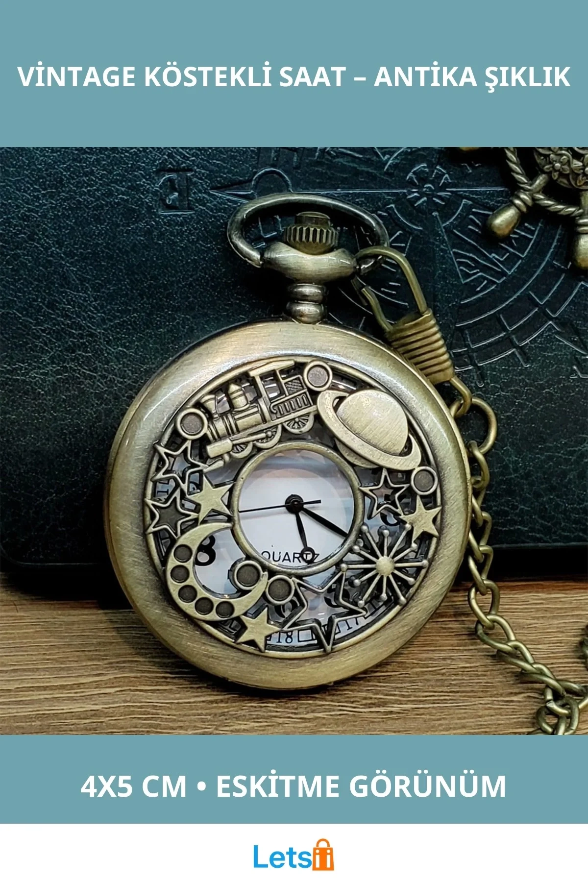 Özel Tasarım Vintage Antika Köstekli Saat
