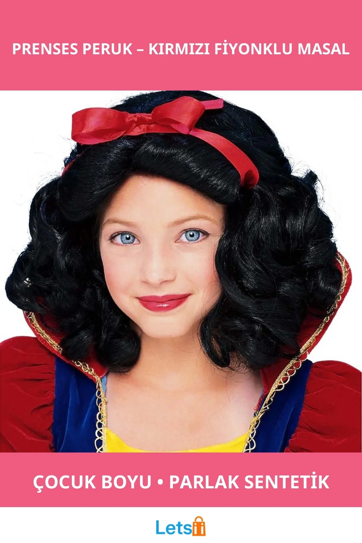 Pamuk Prenses Kırmızı Fiyonklu Çocuk Peruğu