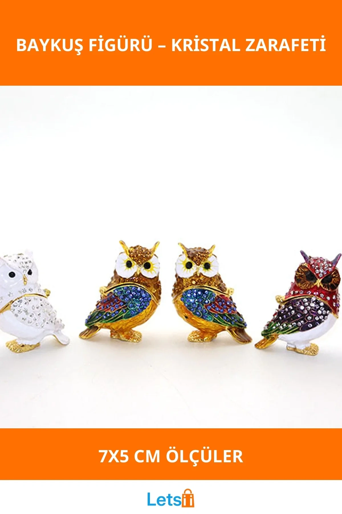 Parlak Swarovski Taşlı 2li Baykuş Figürü