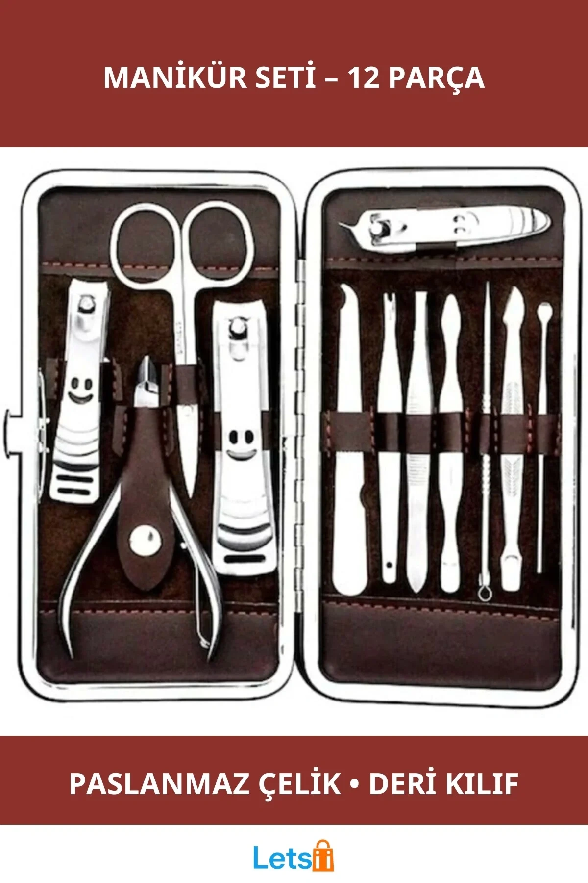 Paslanmaz Çelik 12 Parça Manikür ve Pedikür Bakım Seti
