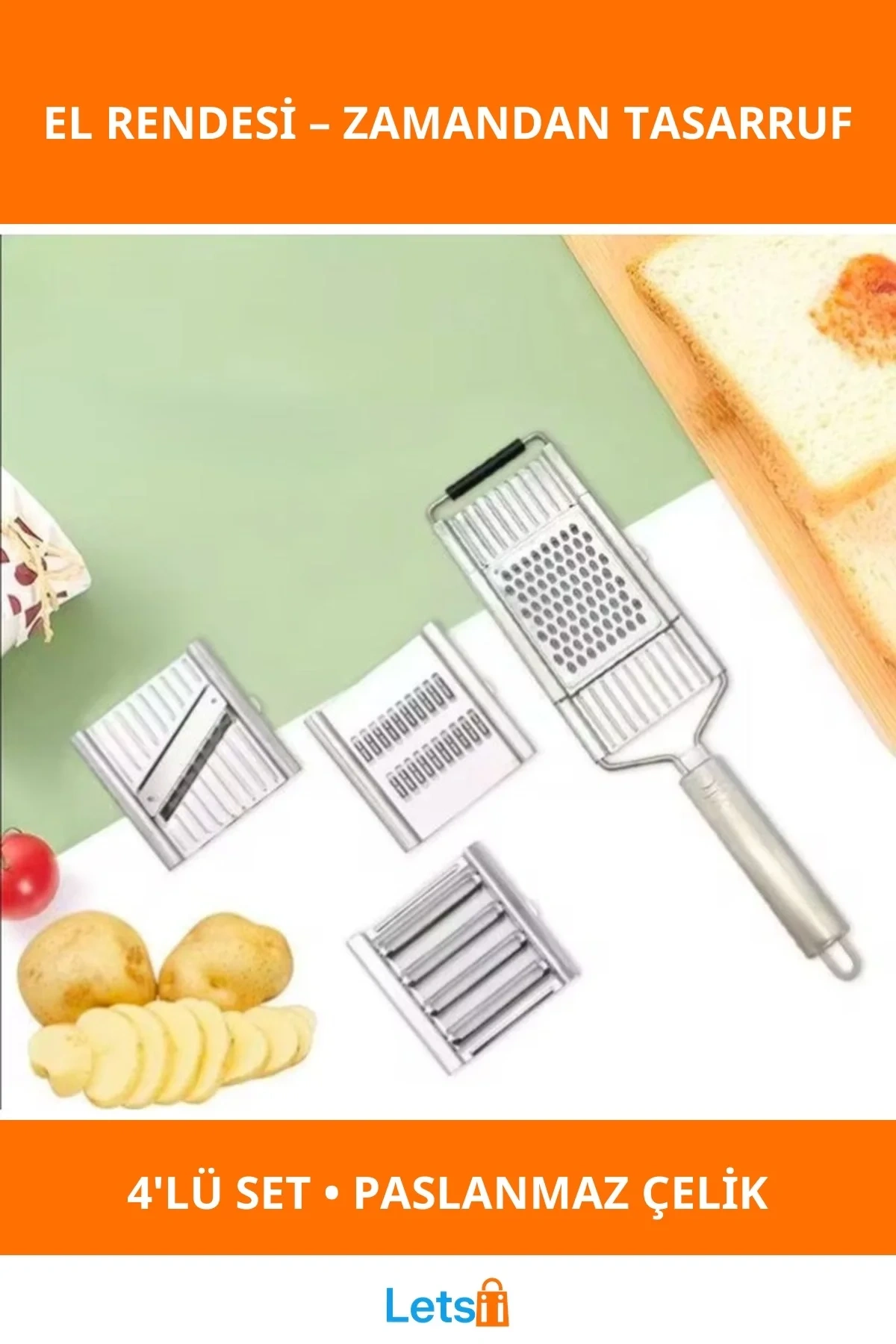 Paslanmaz Çelik Dayanıklı 4lü El Rendesi Seti
