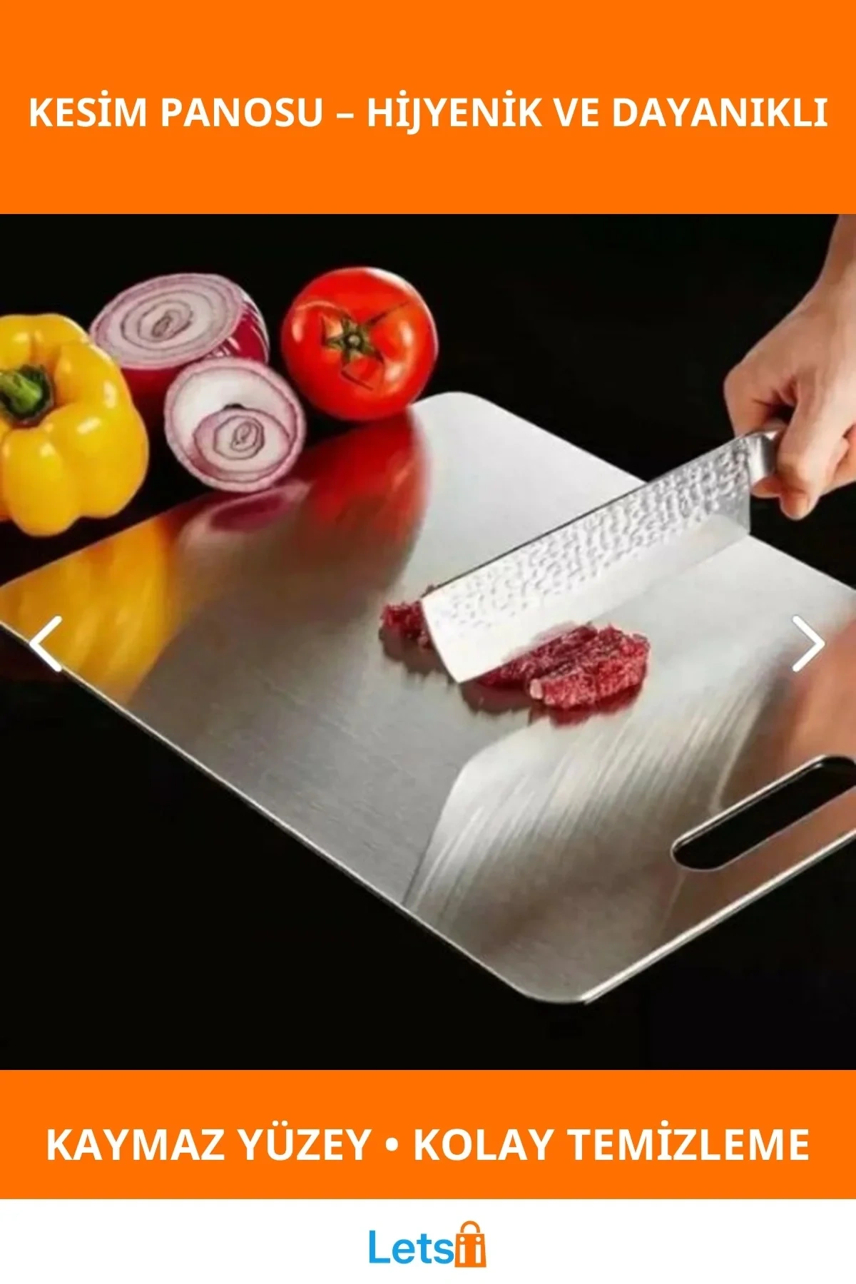 Paslanmaz Çelik Dayanıklı Kaymaz Kesim Panosu 25x35 cm