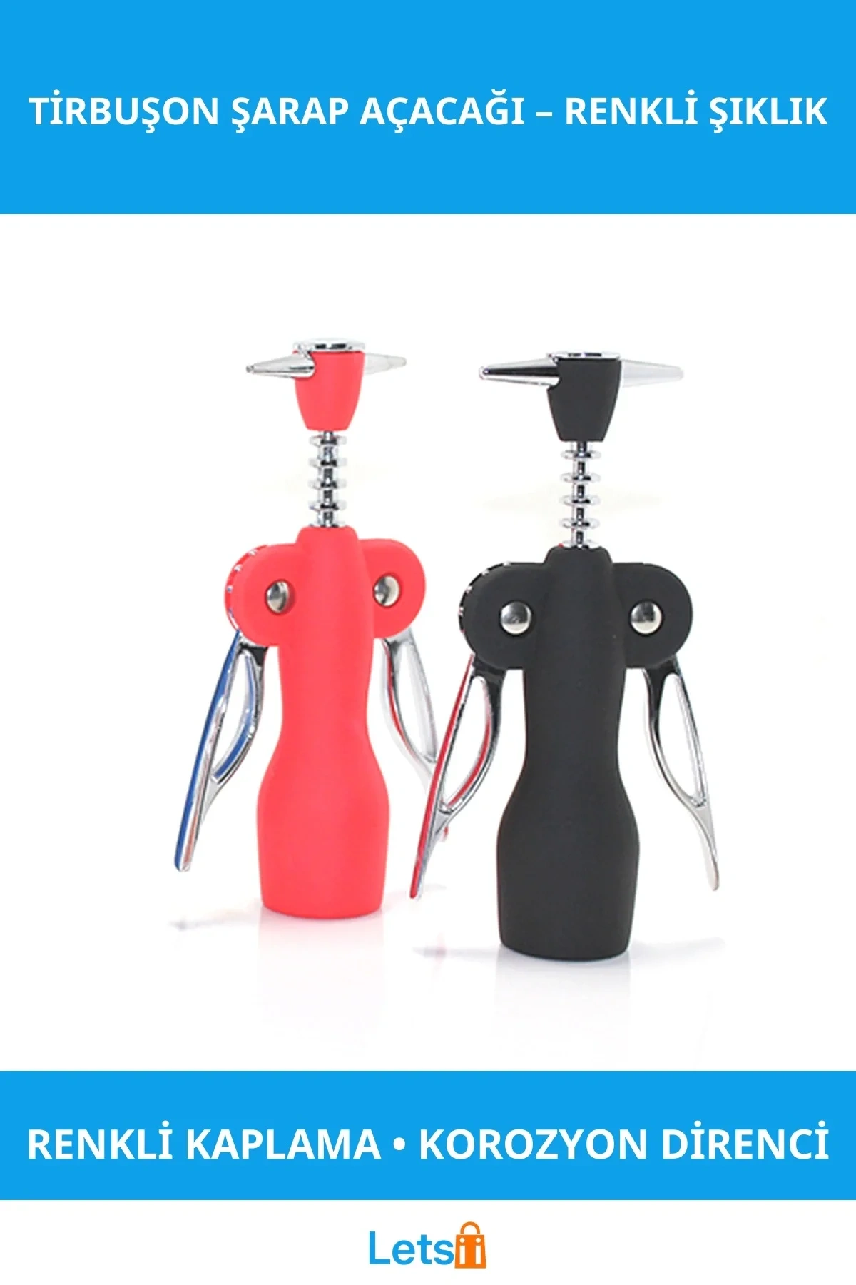 Paslanmaz Çelik Ergonomik Tirbuşon Şarap Açacağı Modern Tasarım