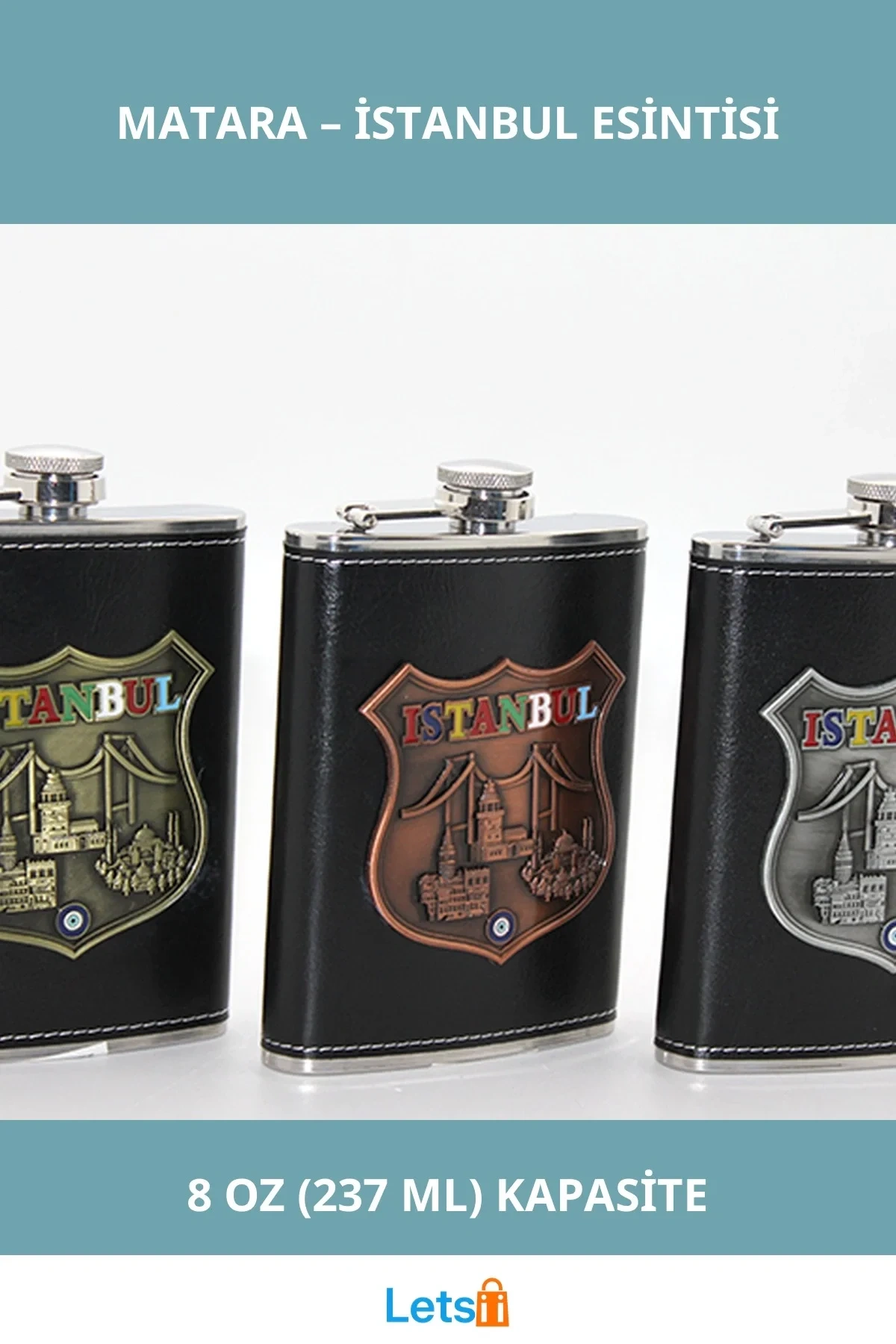 Paslanmaz Çelik İstanbul Yöresel Matara 8oz Şık Tasarım