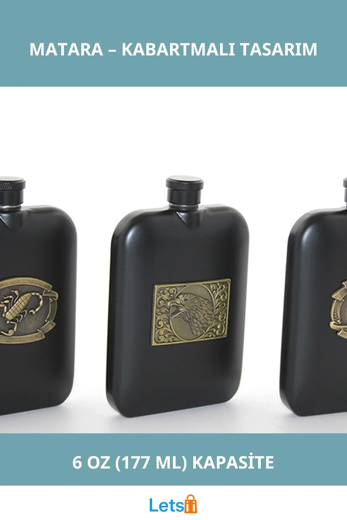 Paslanmaz Çelik Kabartmalı Tekli 6 Oz Matara Sızdırmaz