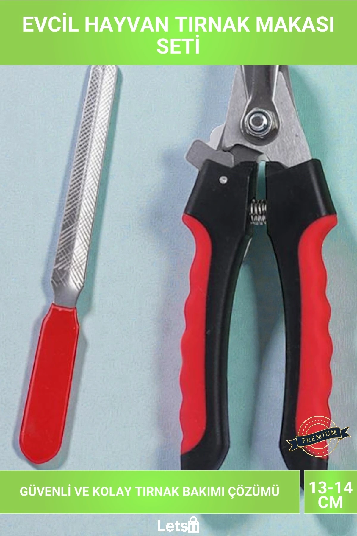 Paslanmaz Çelik Kilitli Evcil Hayvan Tırnak Makası ve Törpü Seti