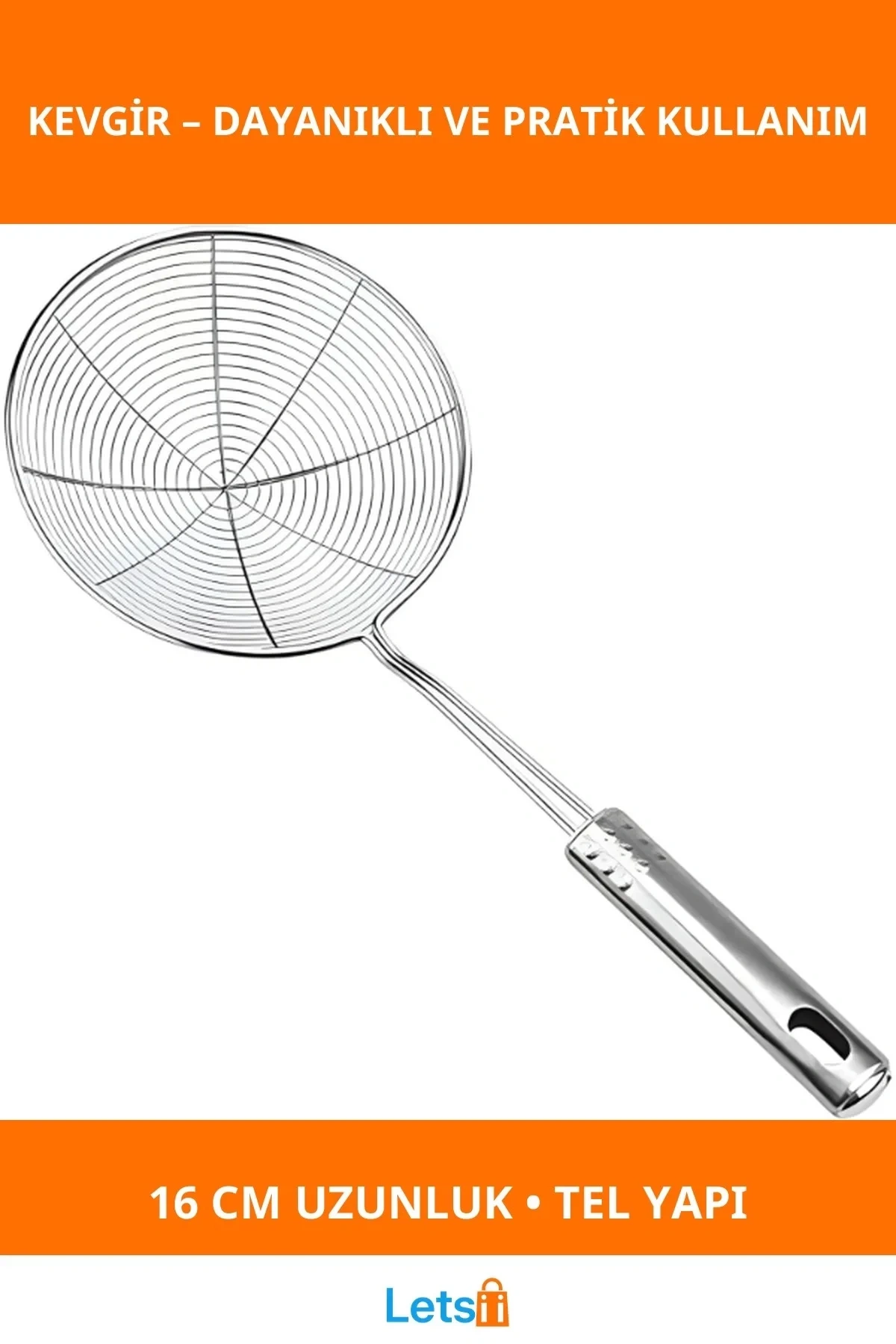 Paslanmaz Çelik Kompakt Kevgir 16 cm Ergonomik Mutfak Aracı