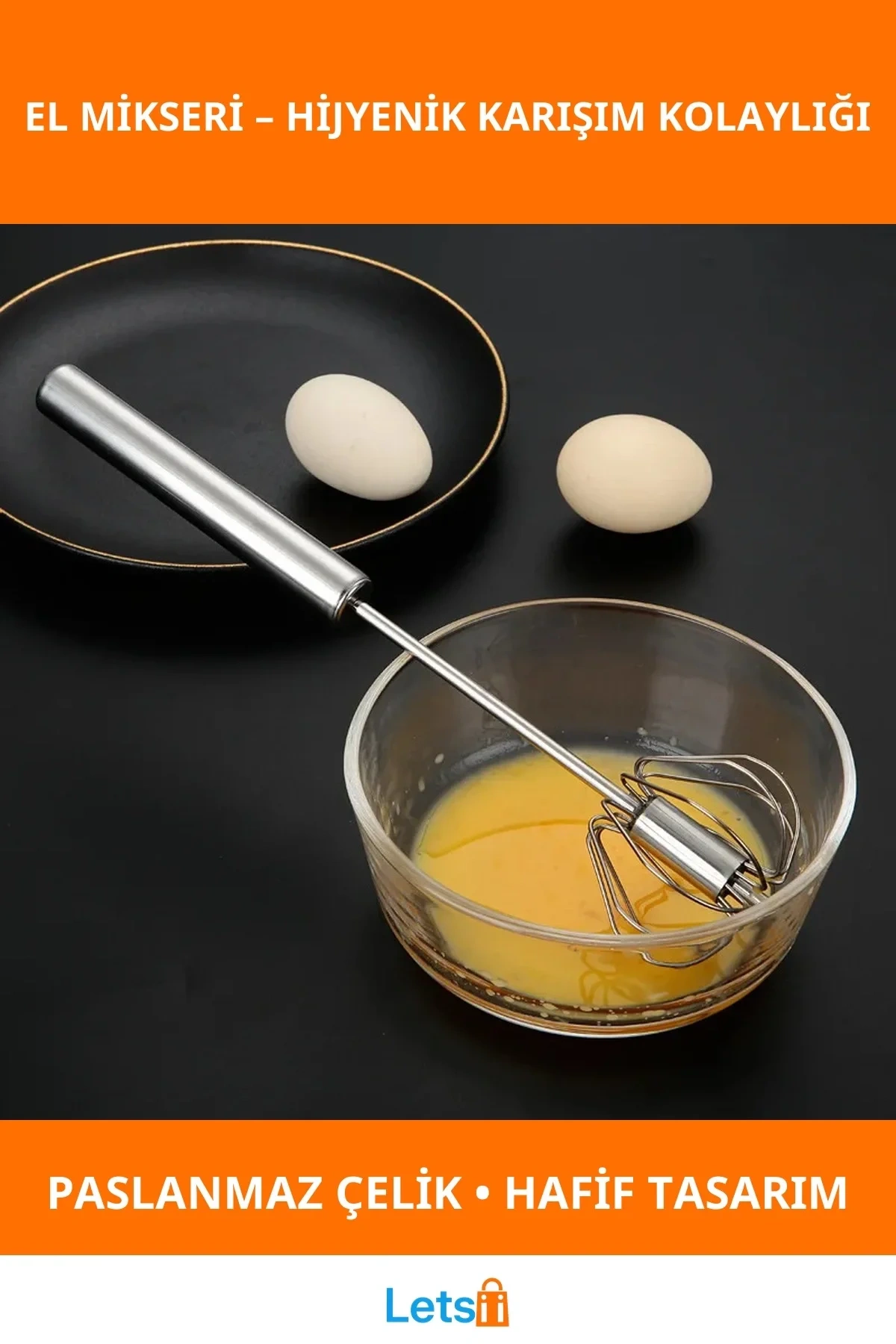 Paslanmaz Çelik Manuel El Mikseri Ergonomik Kullanım Kolaylığı