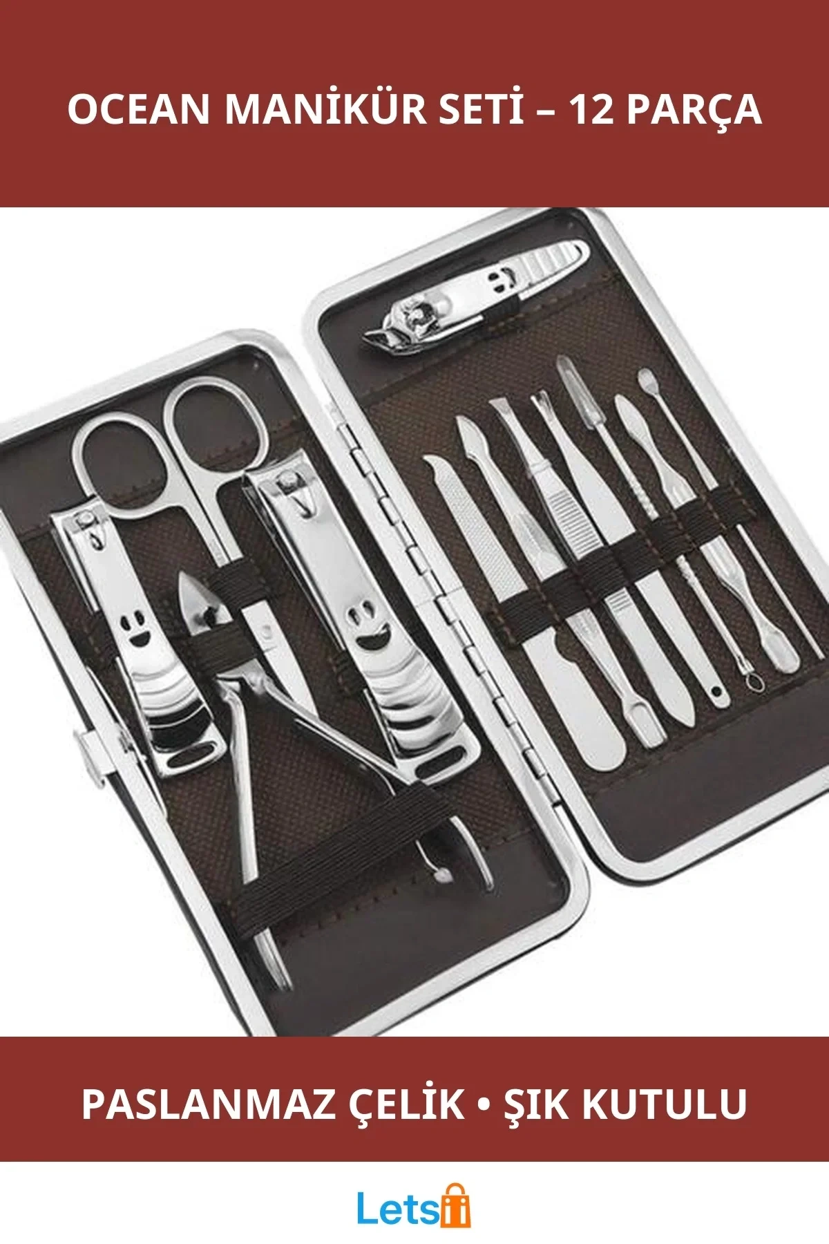 Paslanmaz Çelik Ocean Manikür Seti 12 Parça