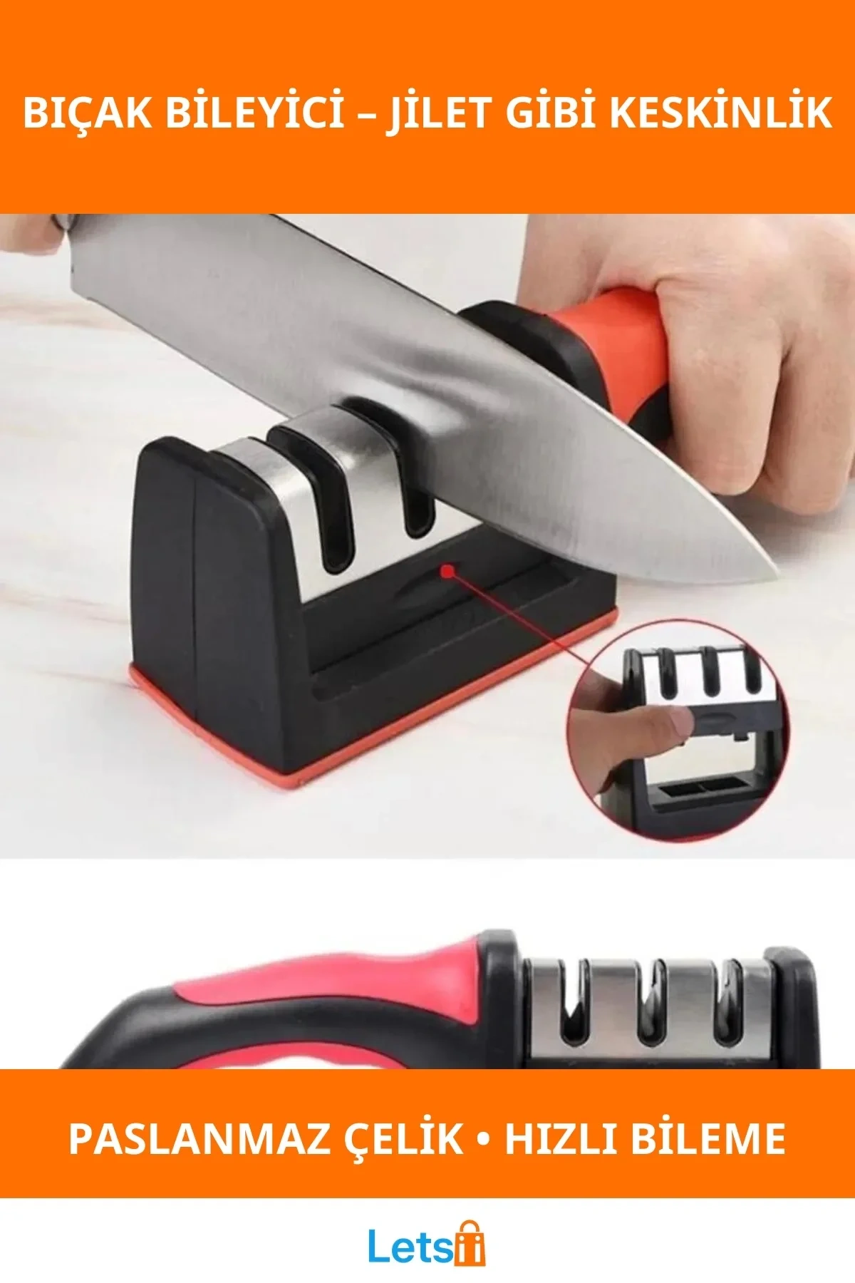 Paslanmaz Çelik Profesyonel Bıçak Bileyici Hızlı Keskinleştirme Aleti