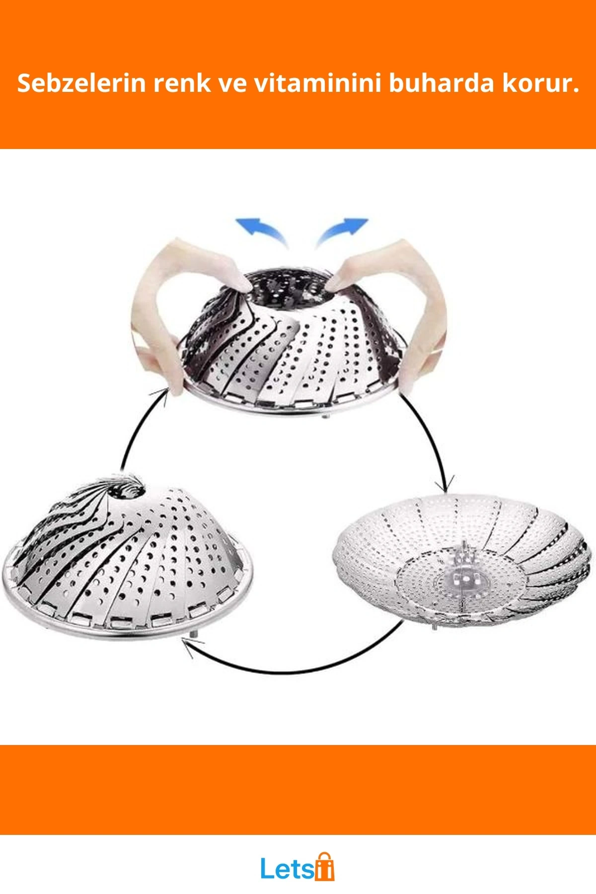 Paslanmaz Çelik Sağlıklı Buharda Pişirme Sepeti 21cm