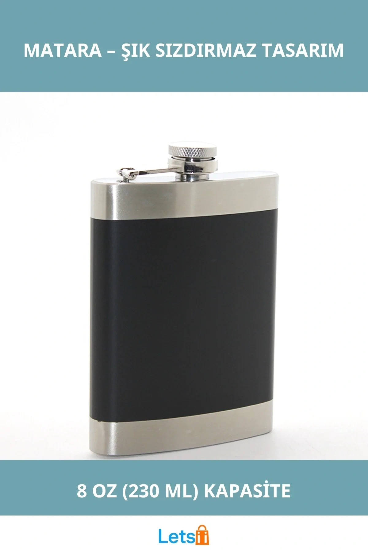 Paslanmaz Çelik Şık ve Sızdırmaz Tekli 8 Oz Matara