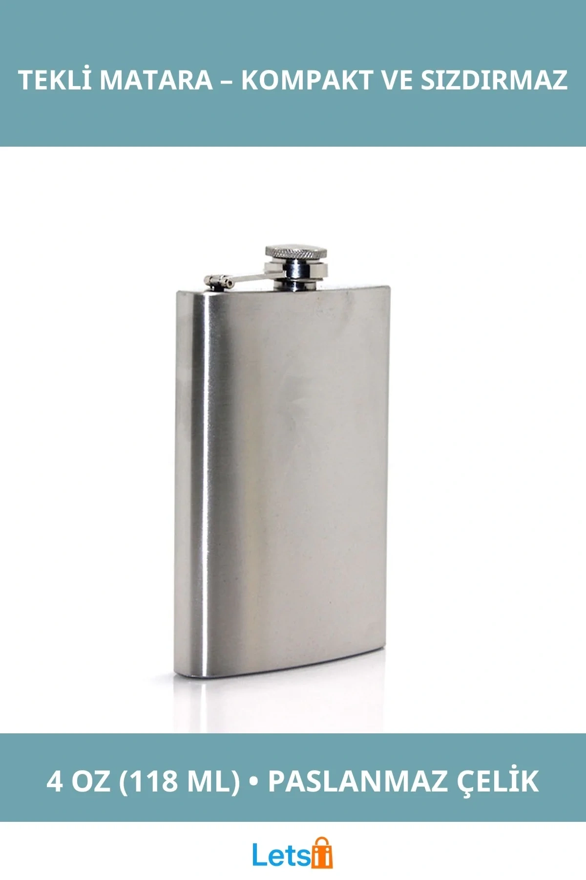 Paslanmaz Çelik Sızdırmaz 4 Oz Tekli Matara Taşınabilir İçme Kabı