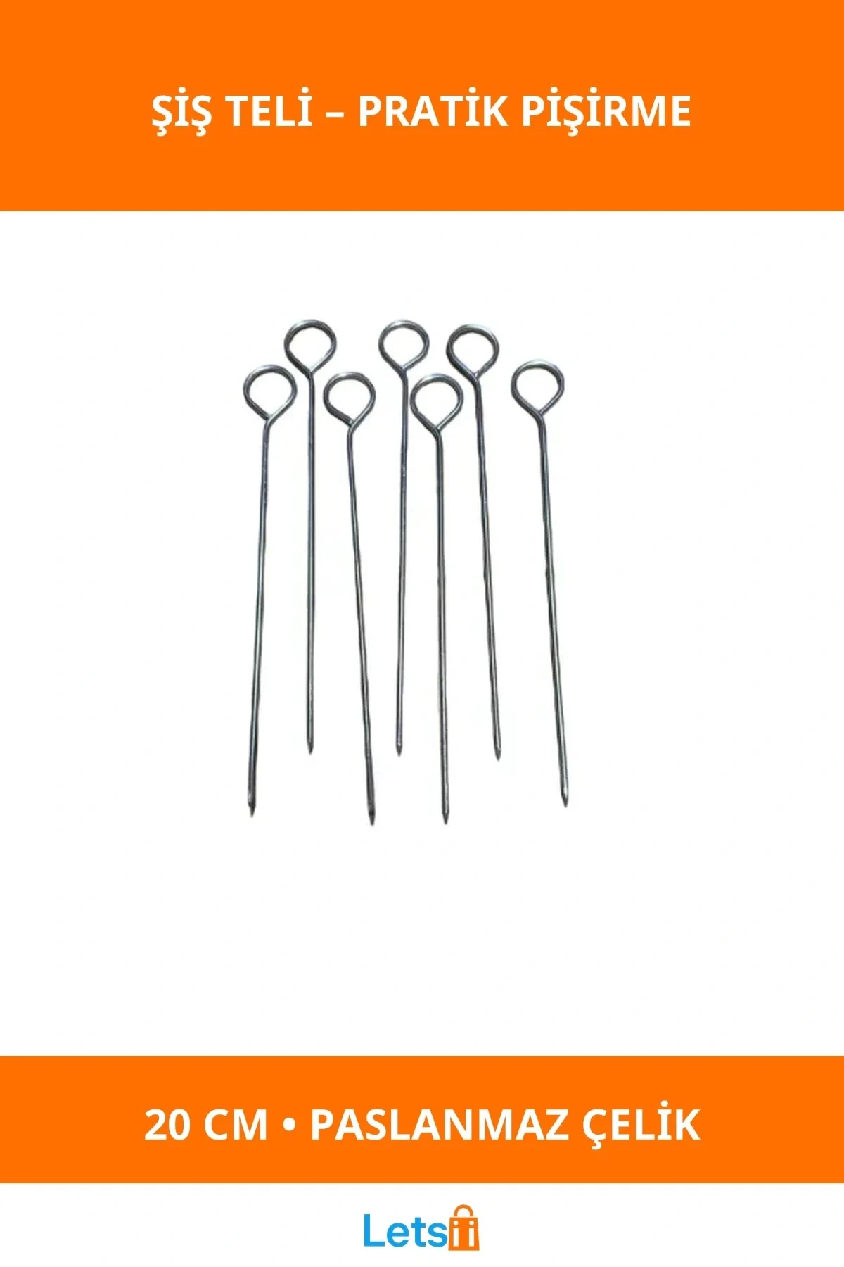 Paslanmaz Çelik Uzun AirFryer Şiş Teli 20 cm