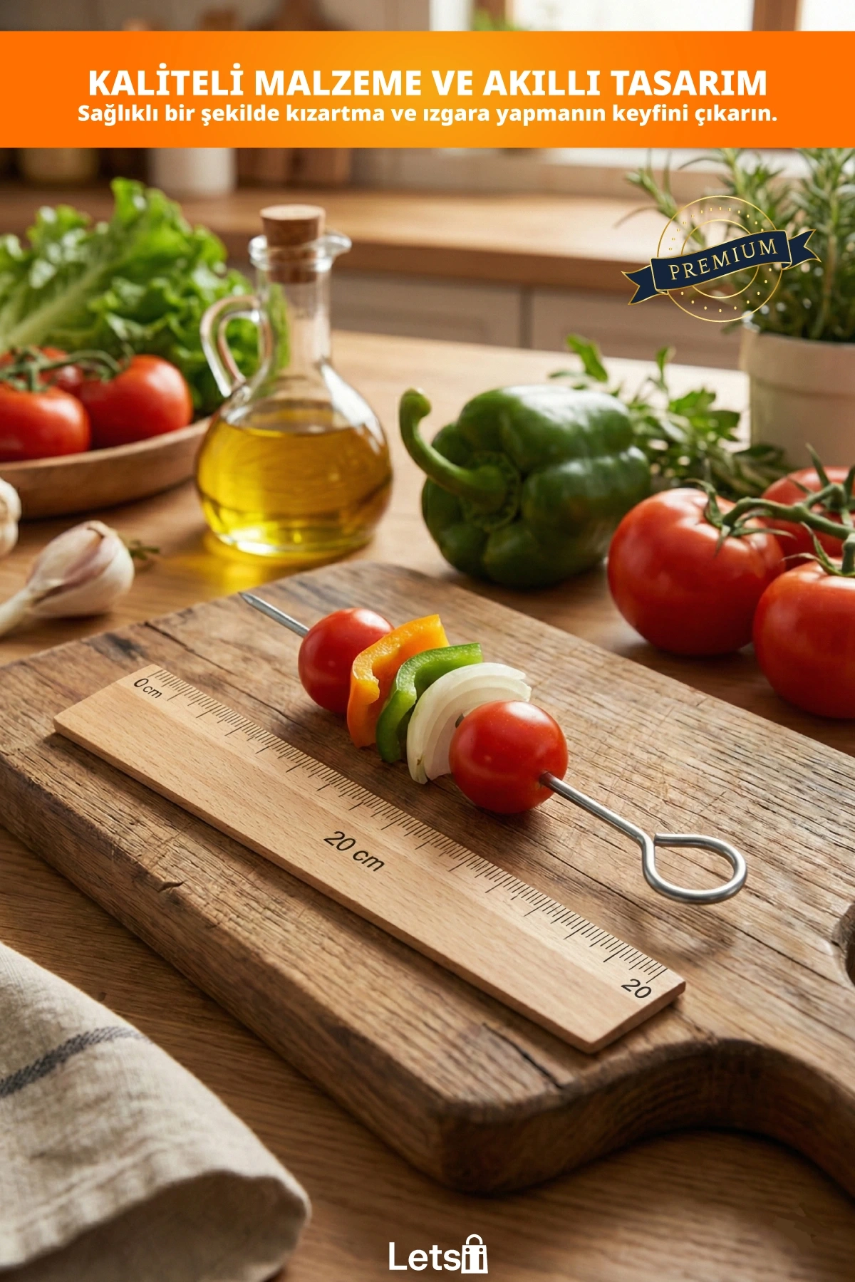 Paslanmaz Çelik Uzun AirFryer Şiş Teli 20 cm