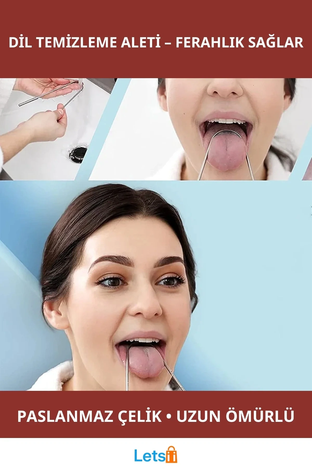 Paslanmaz Metal Dil Temizleme Aleti Hijyenik Ağız Bakımı