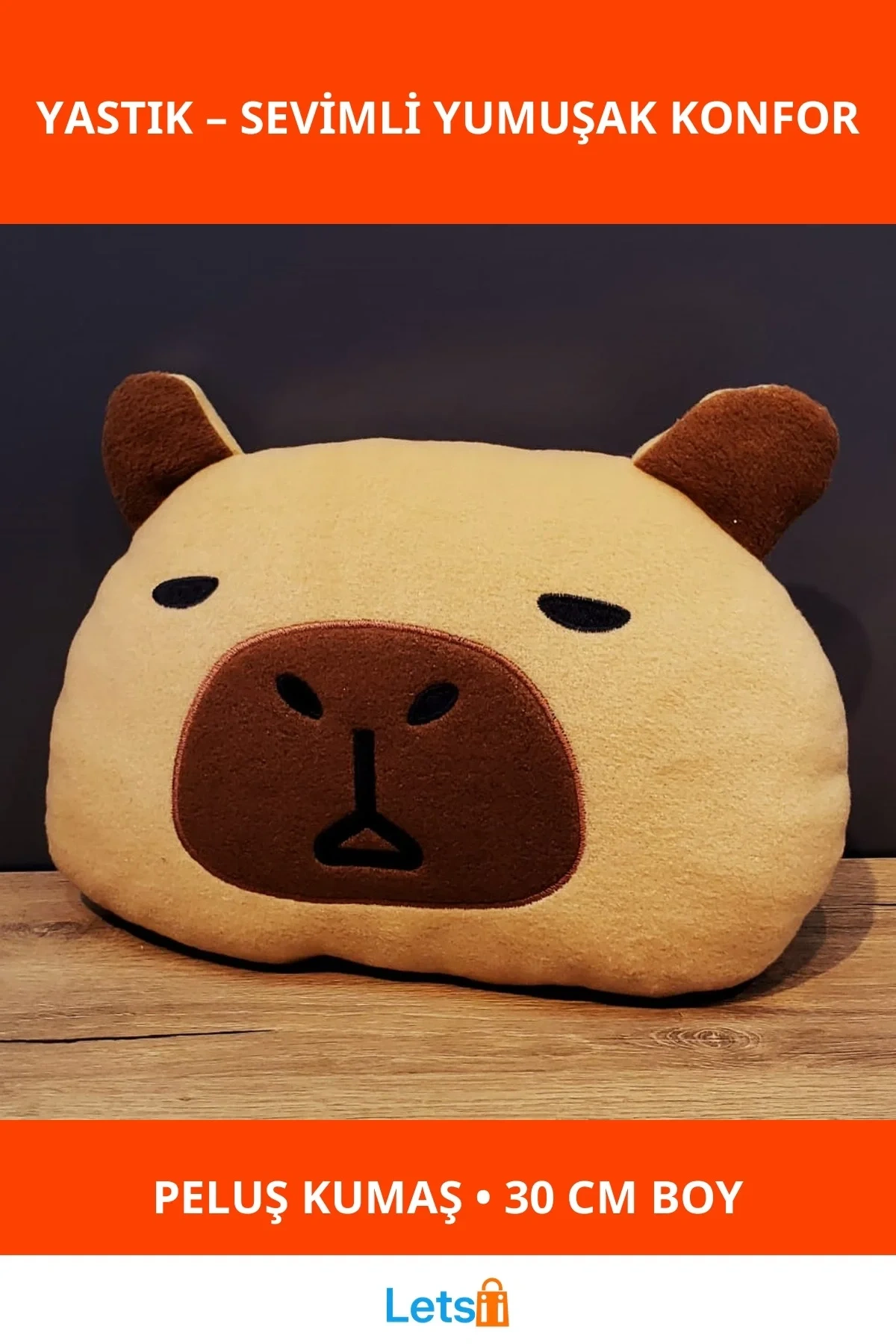 Peluş Capybara Yastık 30 cm Yumuşak ve Rahat