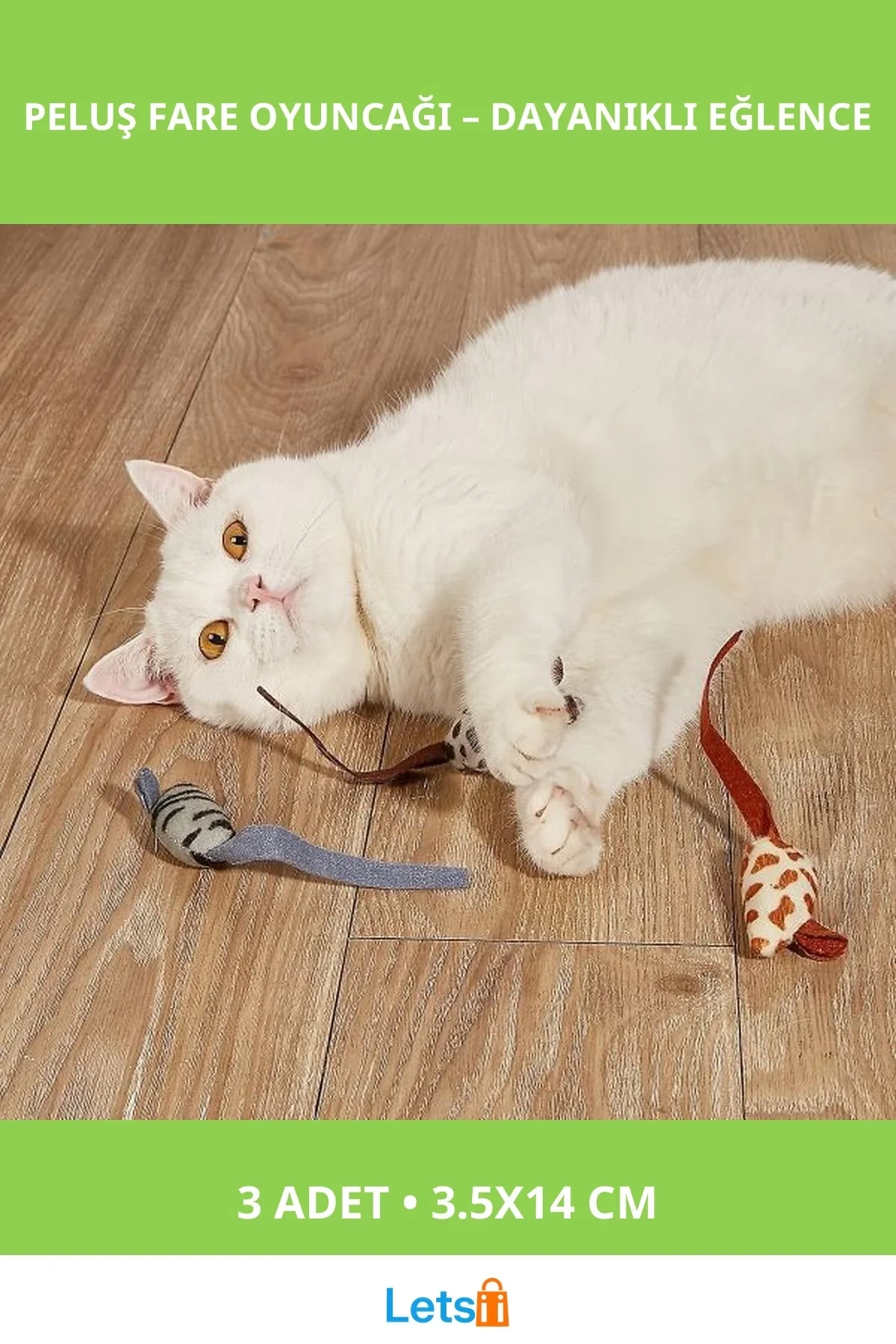 Peluş Fare Kedi Oyuncağı 3 Adet Dayanıklı Kumaş