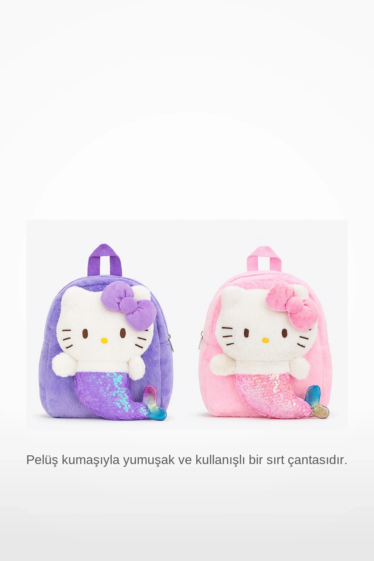 Peluş Hello Kitty Deniz Kızı Tasarımlı Çocuk Sırt Çantası