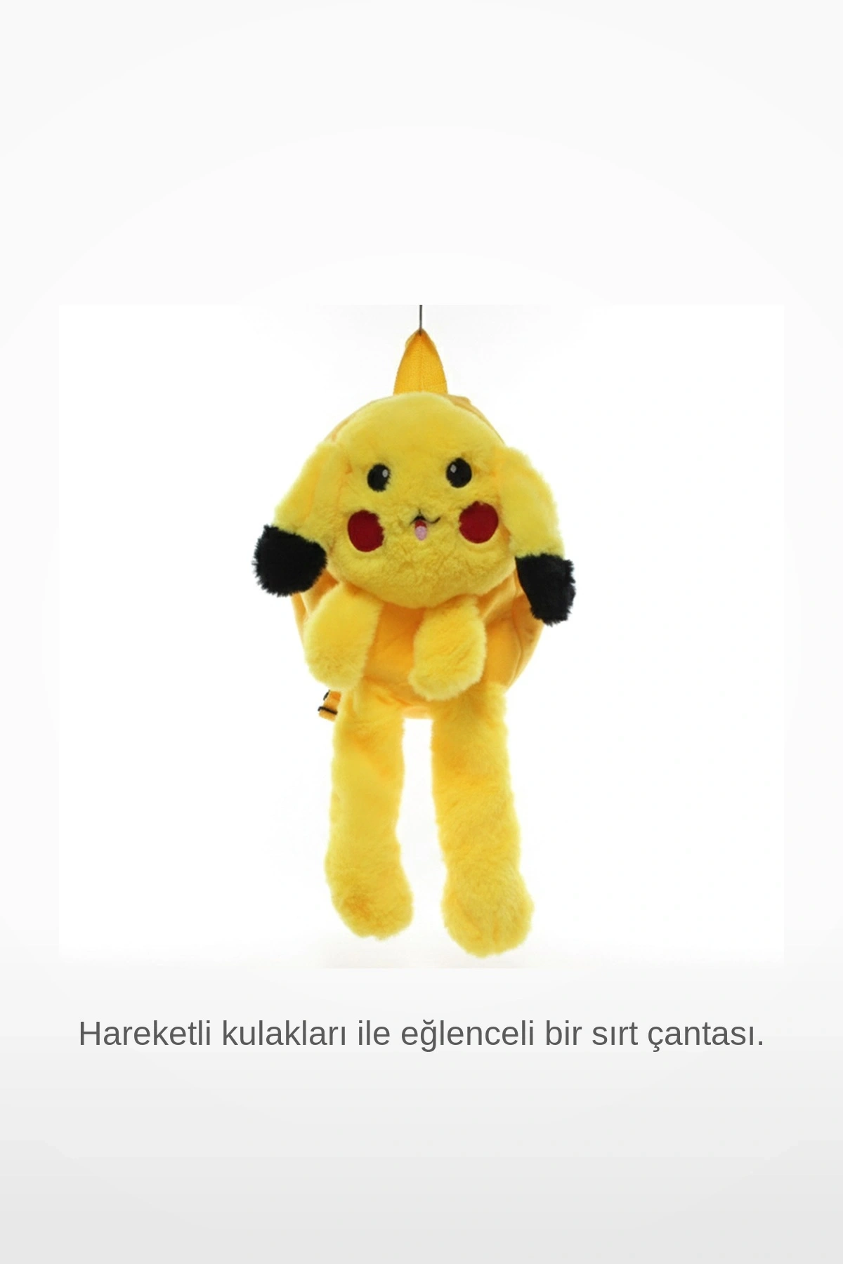 Peluş Işıklı Oynar Kulaklı Sevimli Pikachu Çocuk Sırt Çantası