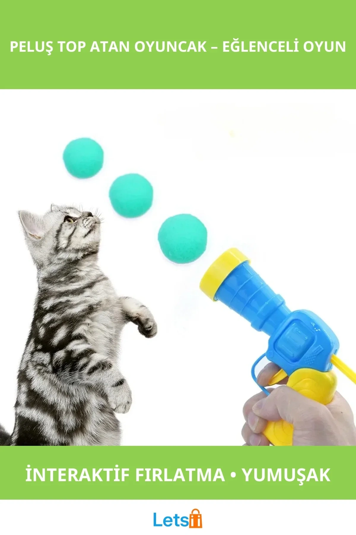 Peluş Top Fırlatan İnteraktif Kedi Oyuncağı 31 Parça