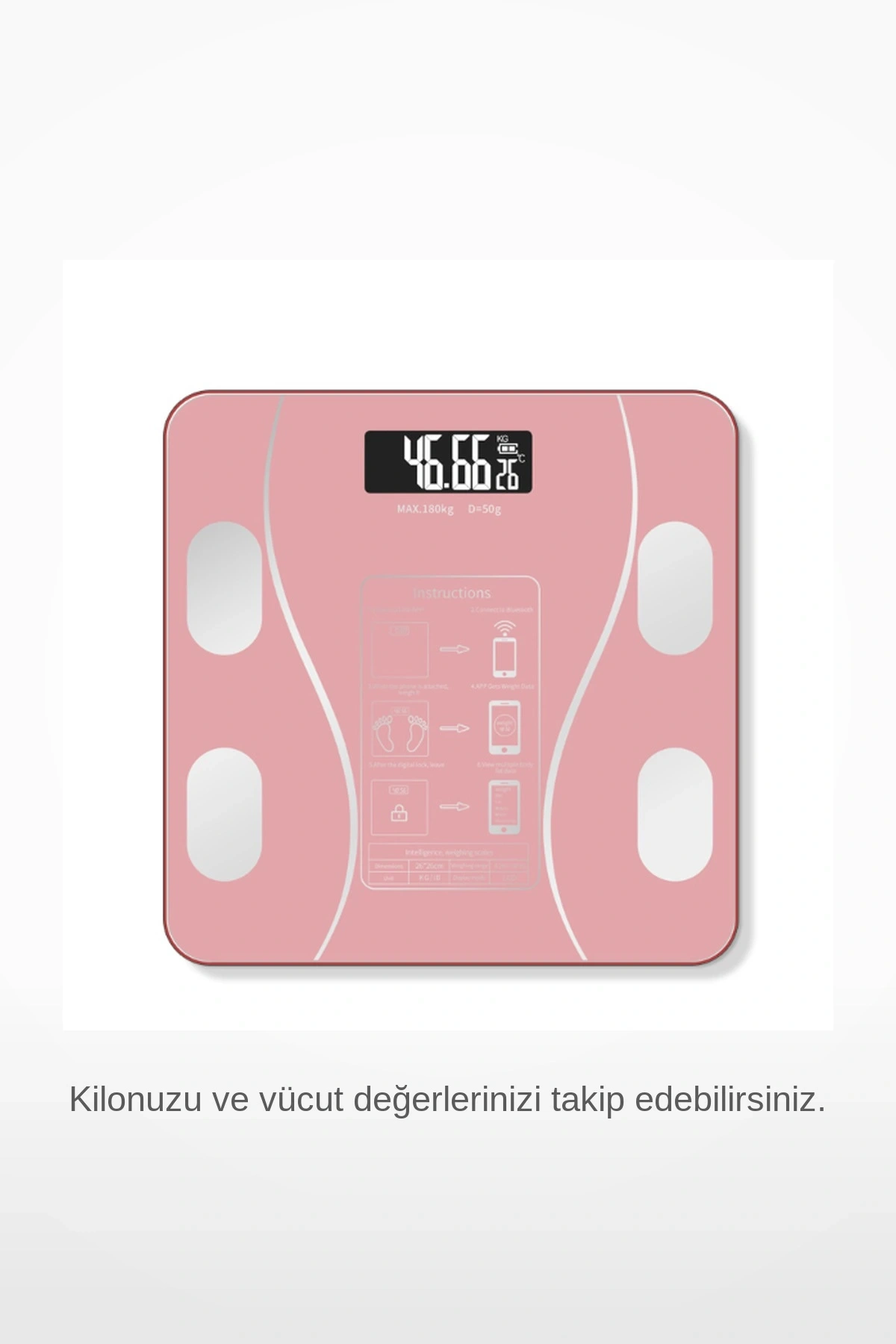 Pembe Bluetooth Akıllı Vücut Analiz Yağ Kas Ölçer Dijital Baskül