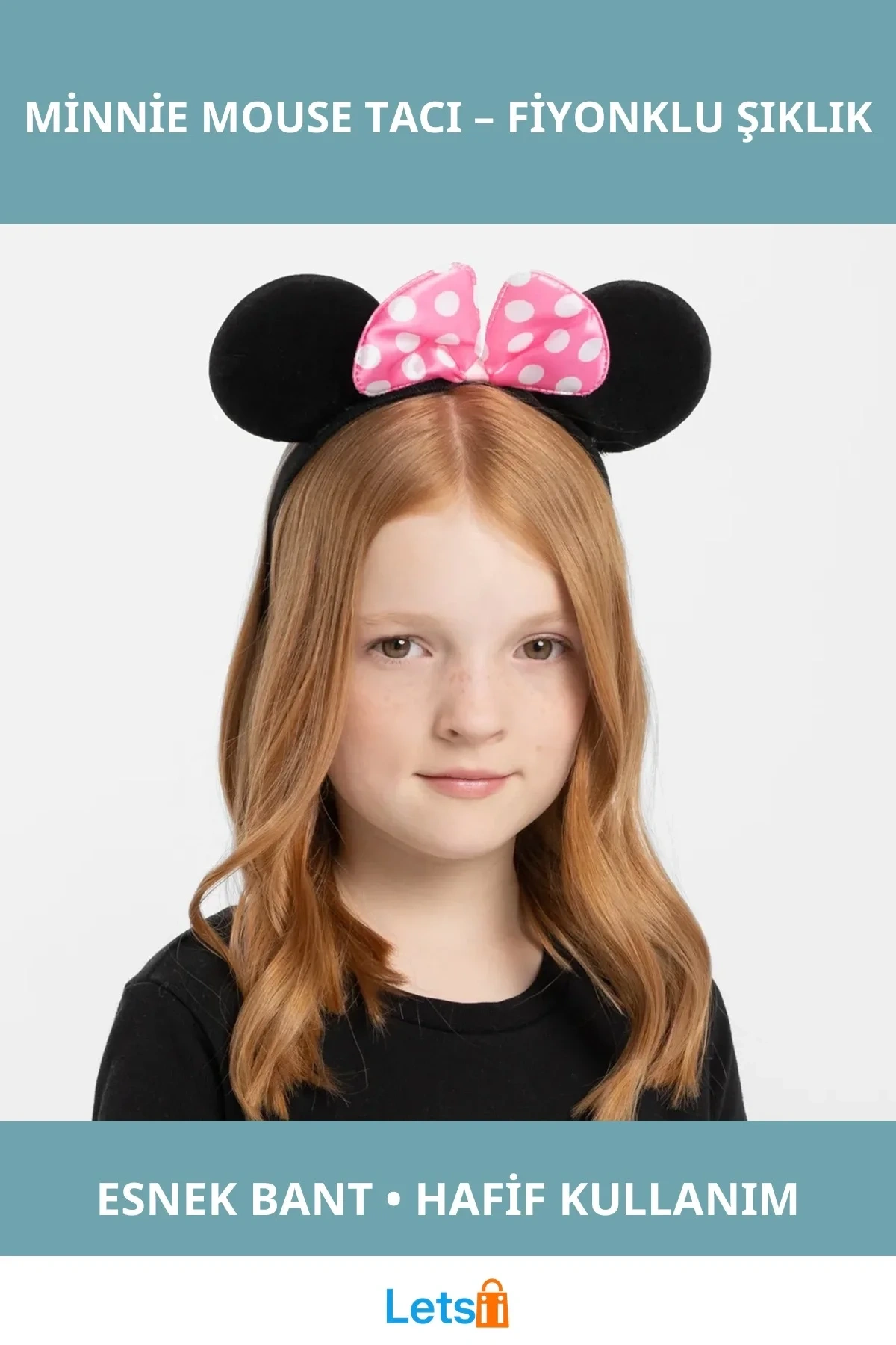 Pembe Fiyonklu Minnie Mouse Tacı Eğlenceli Aksesuar