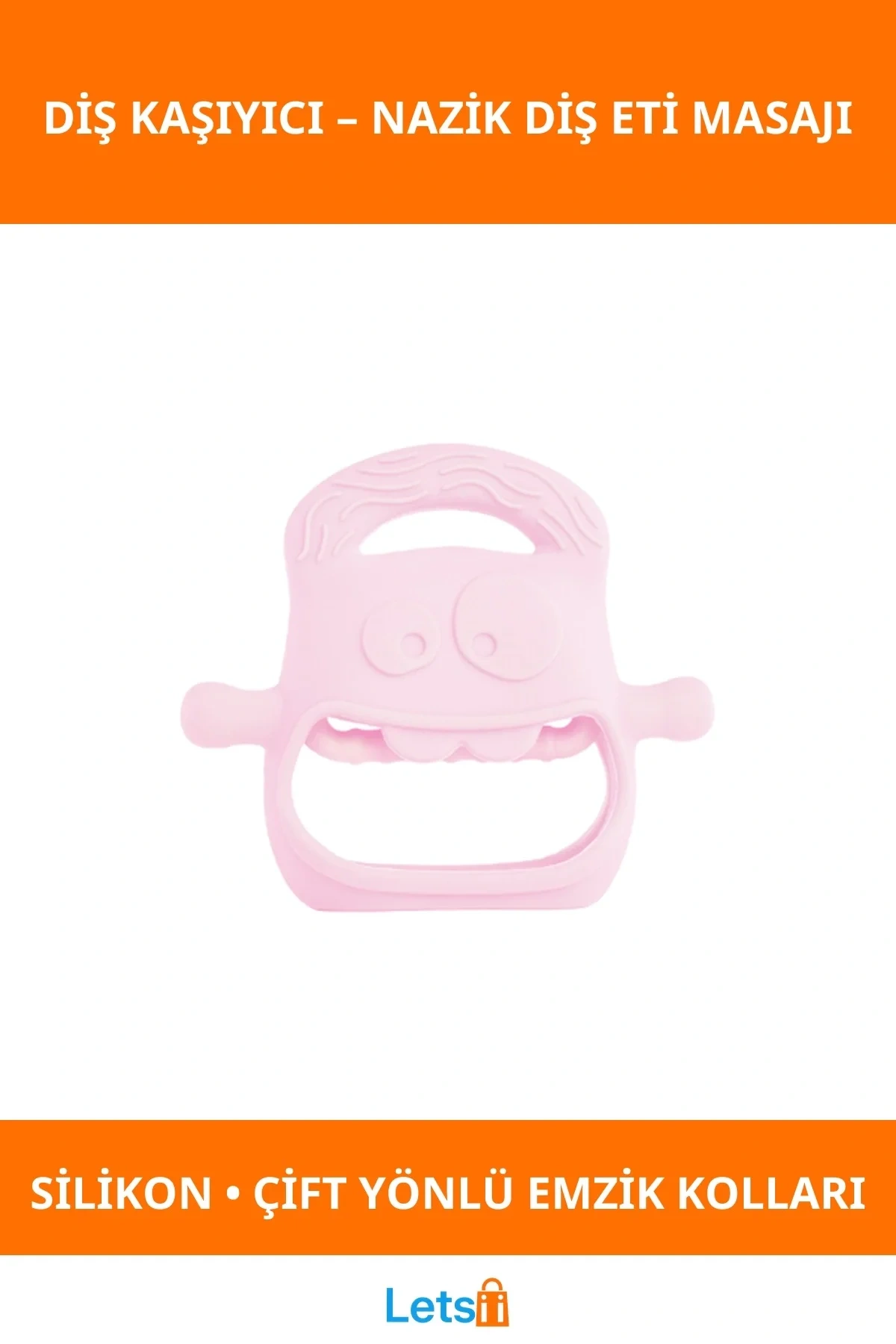 Pembe Gıda Sınıfı Silikon Diş Kaşıyıcı Bebekler için Ergonomik ve Hafif