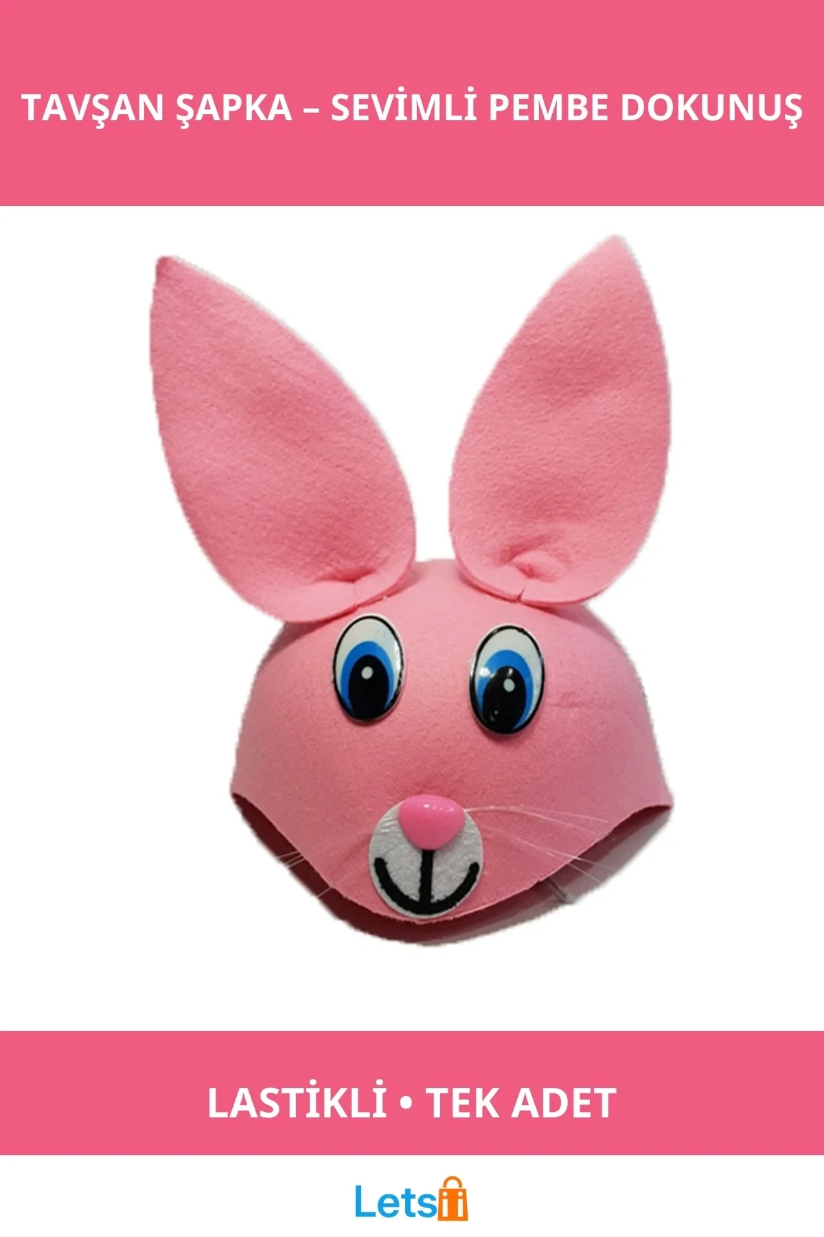 Pembe Renk Çocuk Tavşan Şapkası Rahat ve Şık