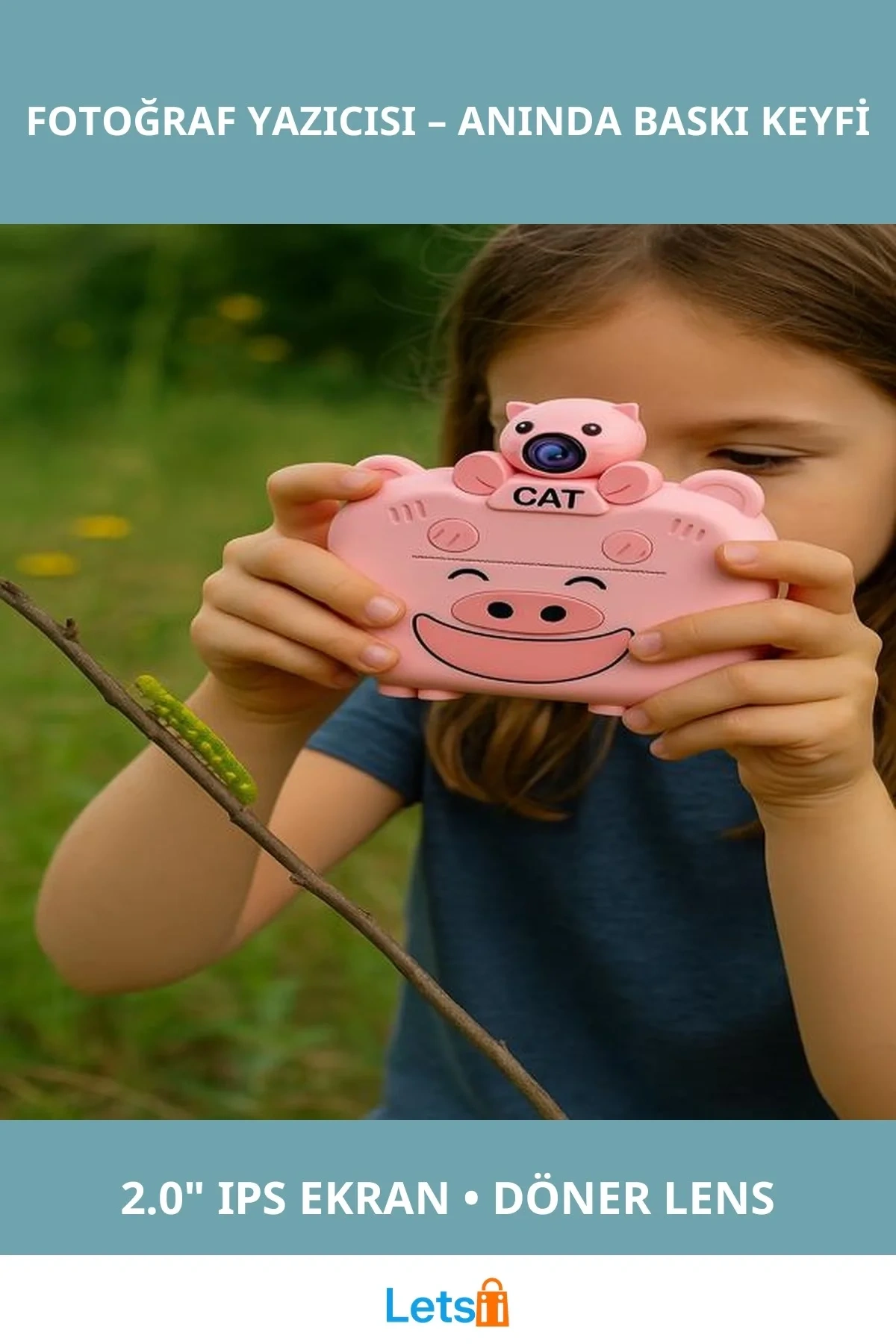 Pembe Renk Kameralı Fotoğraf Yazıcısı 1080P Eğlenceli Çocuk Cihazı