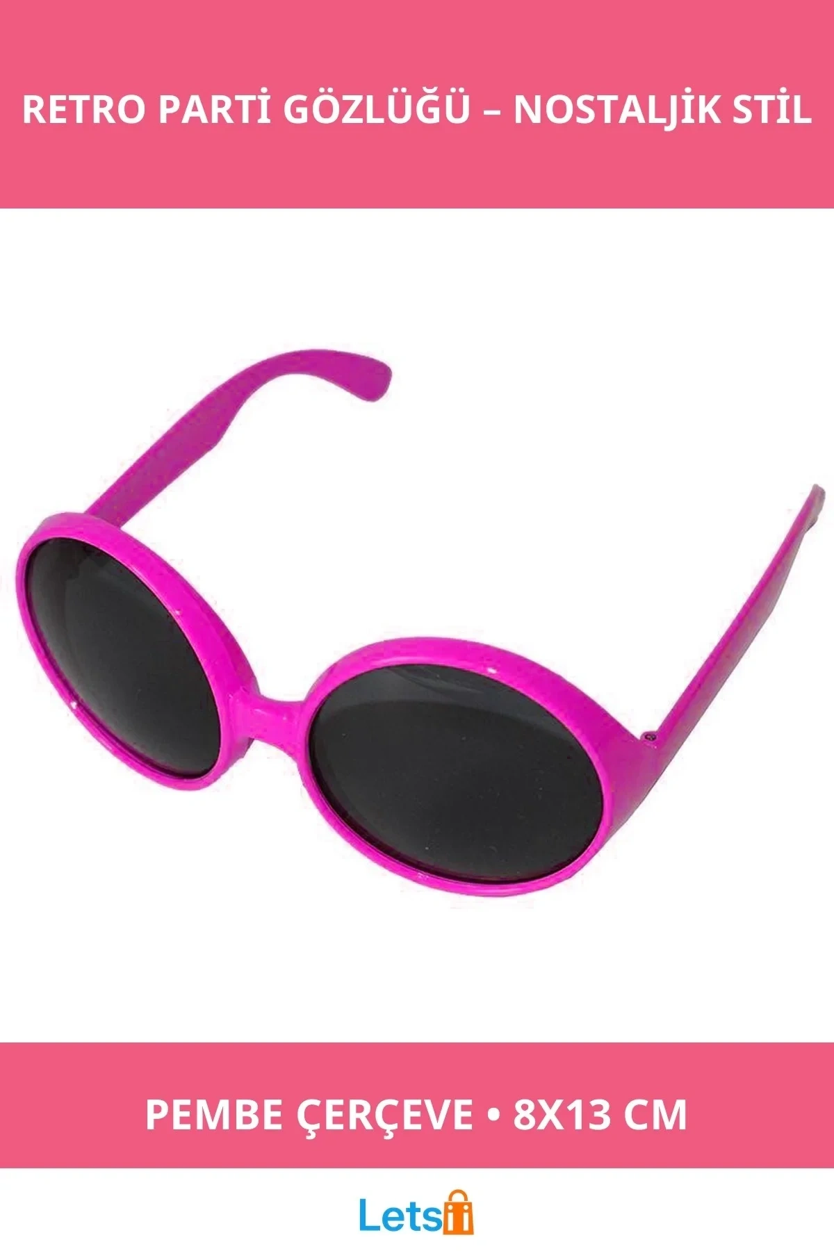Pembe Retro Gözlük 80li 90lı Yıllar Parti Aksesuarı