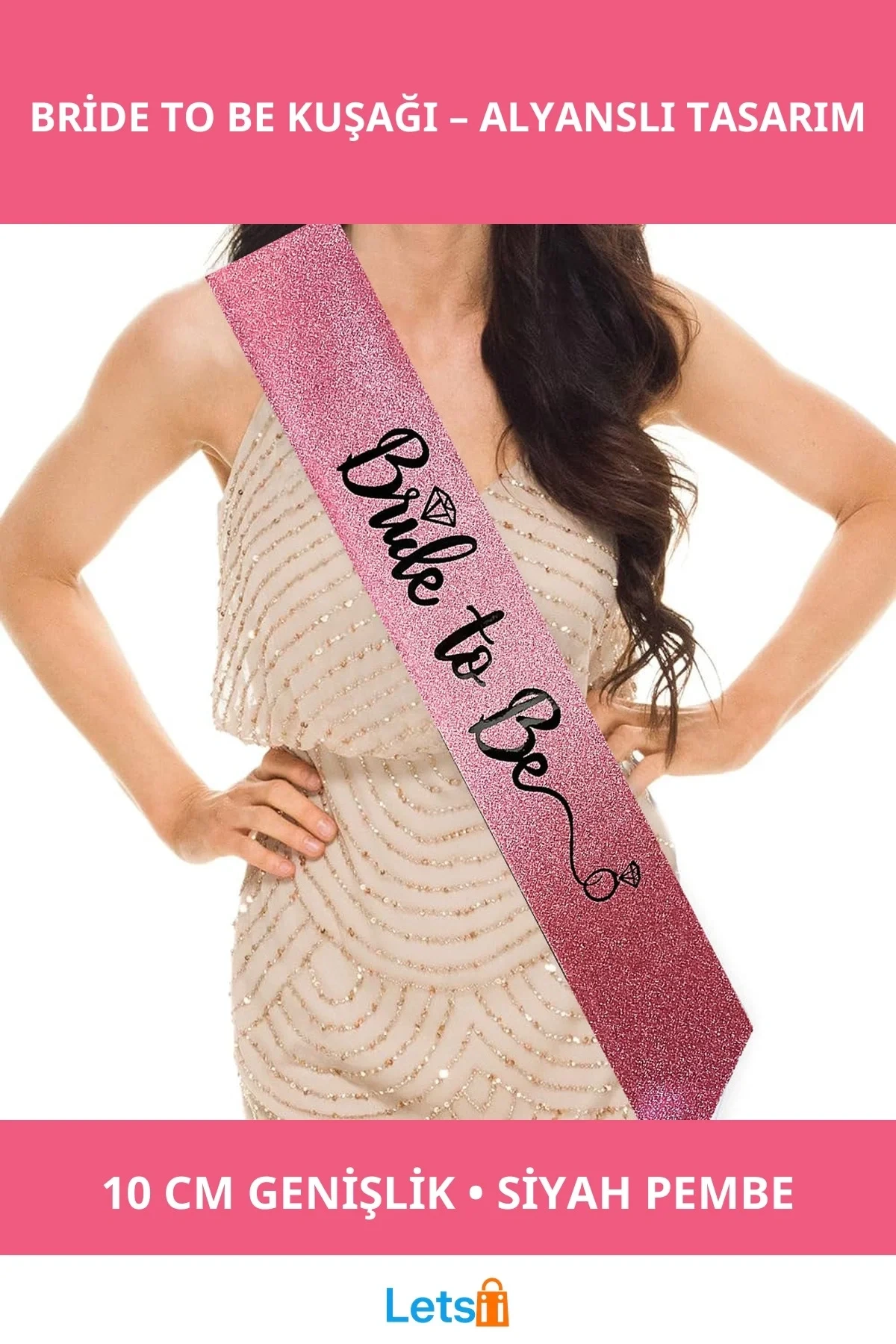 Pembe Siyah Alyanslı Bride To Be Kuşak Kemer Bekarlığa Veda Partisi