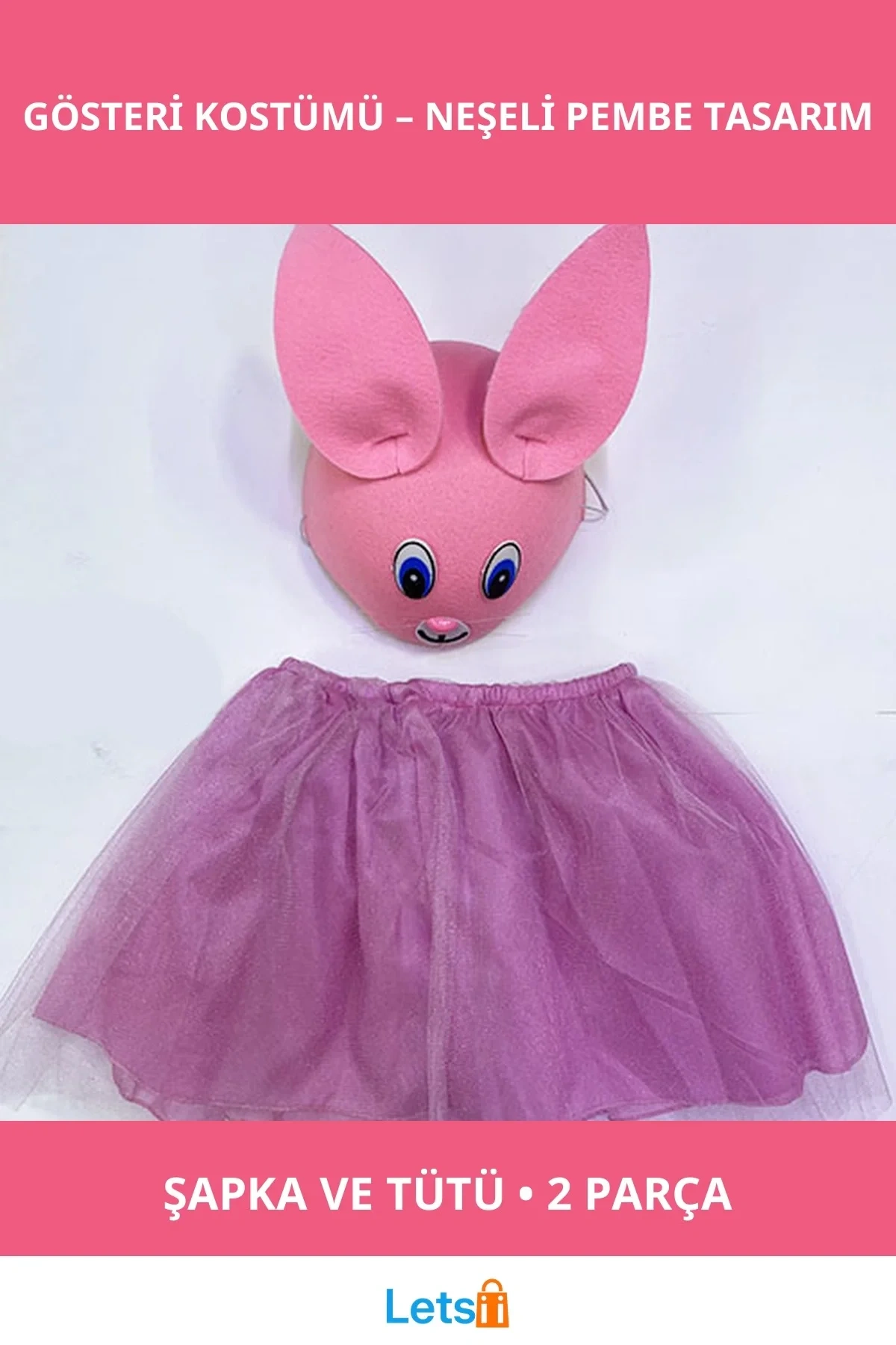 Pembe Tavşan Çocuk Gösteri Kostümü 23 Nisan Kutlamaları İçin