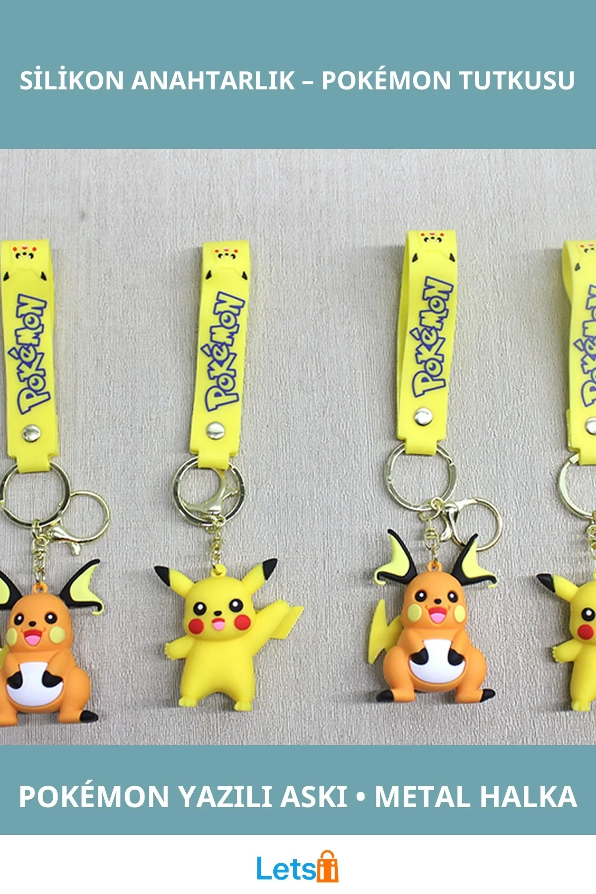 Pikachu Raichu Silikon Anahtarlık Eğlenceli ve Dayanıklı Aksesuar