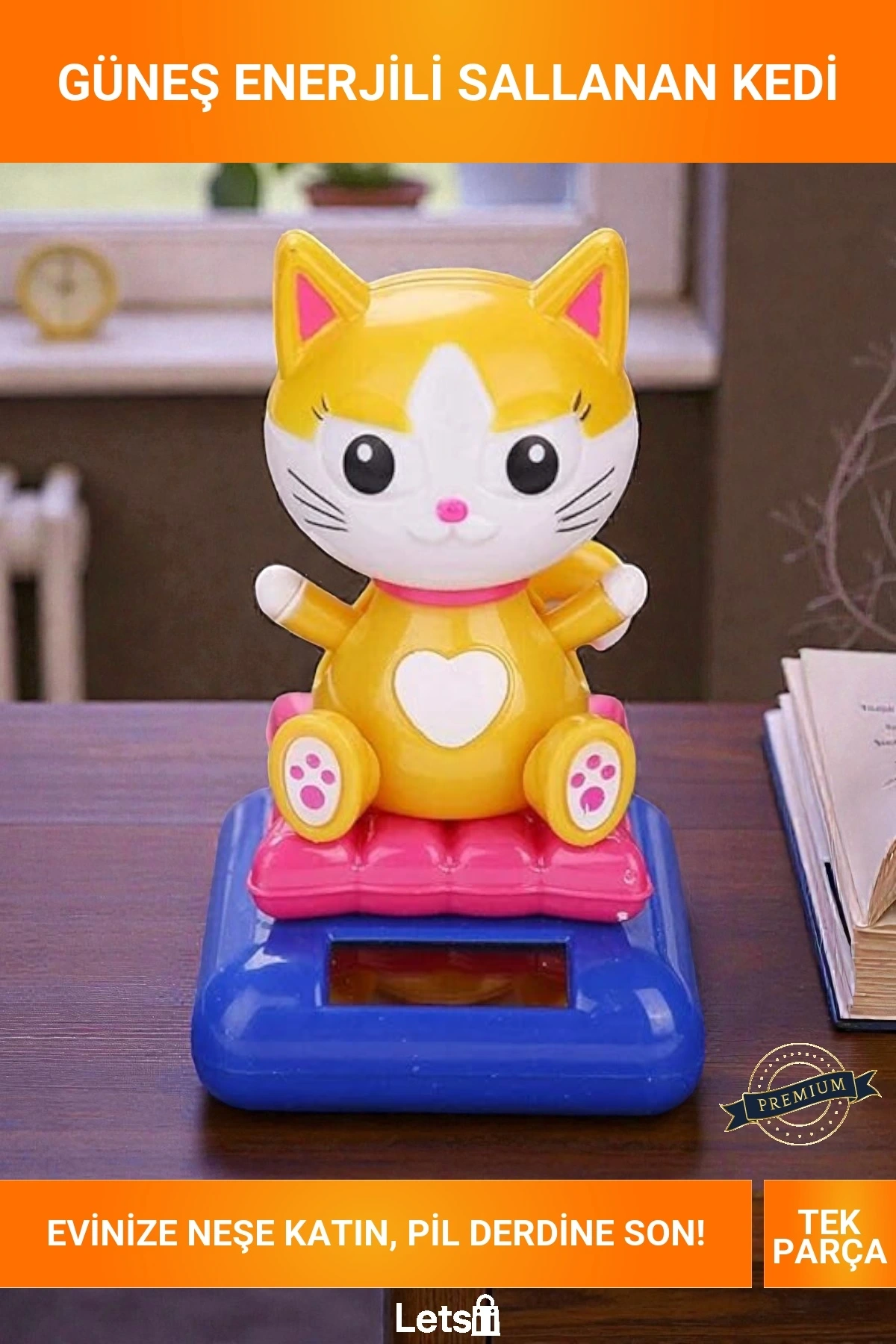 Pil Gerektirmeyen Güneş Enerjili Solar Sallanan Sevimli Kedi Figürü Dekoratif Masa Oyuncak