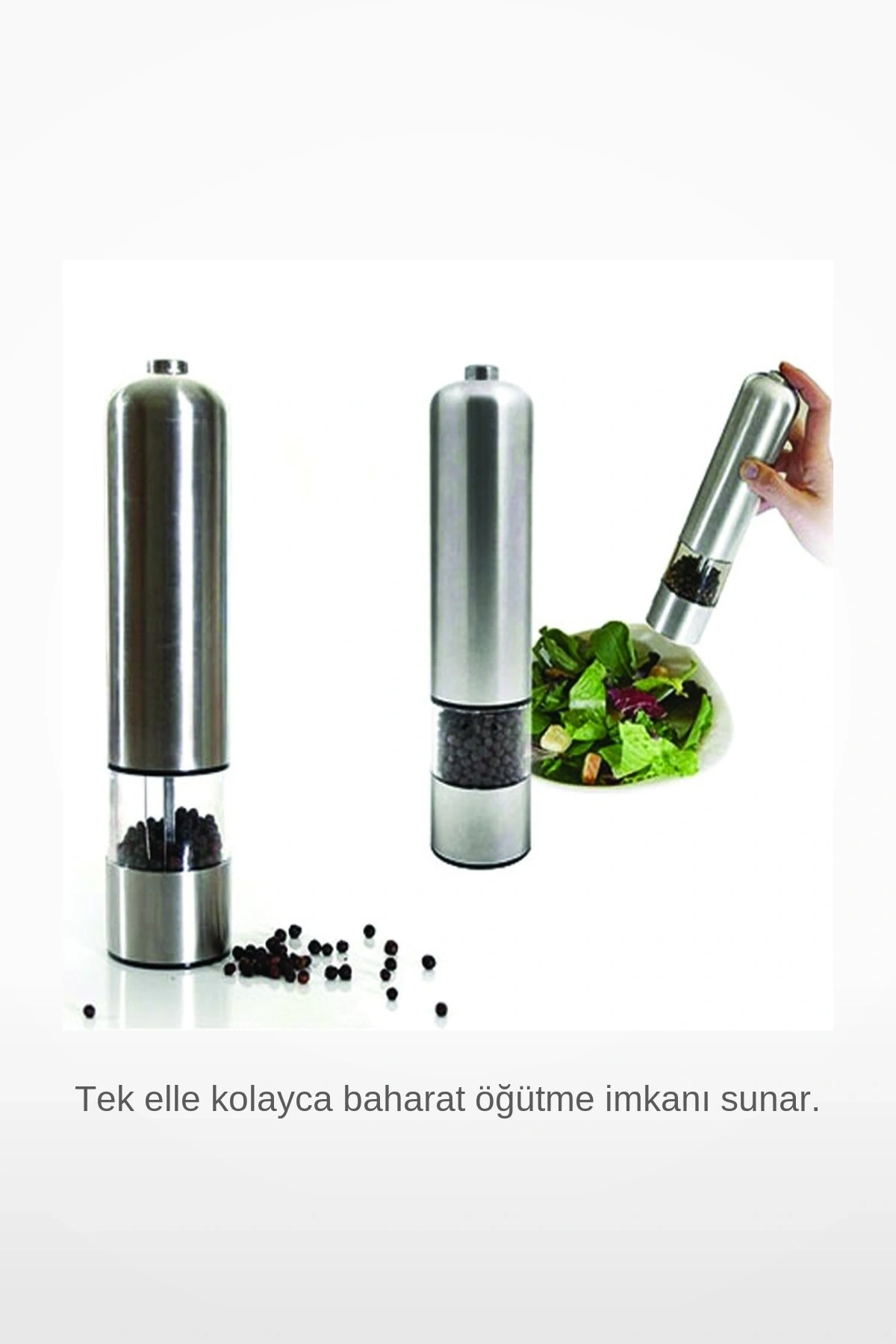 Pilli Otomatik Tuz ve Karabiber Baharat Değirmeni