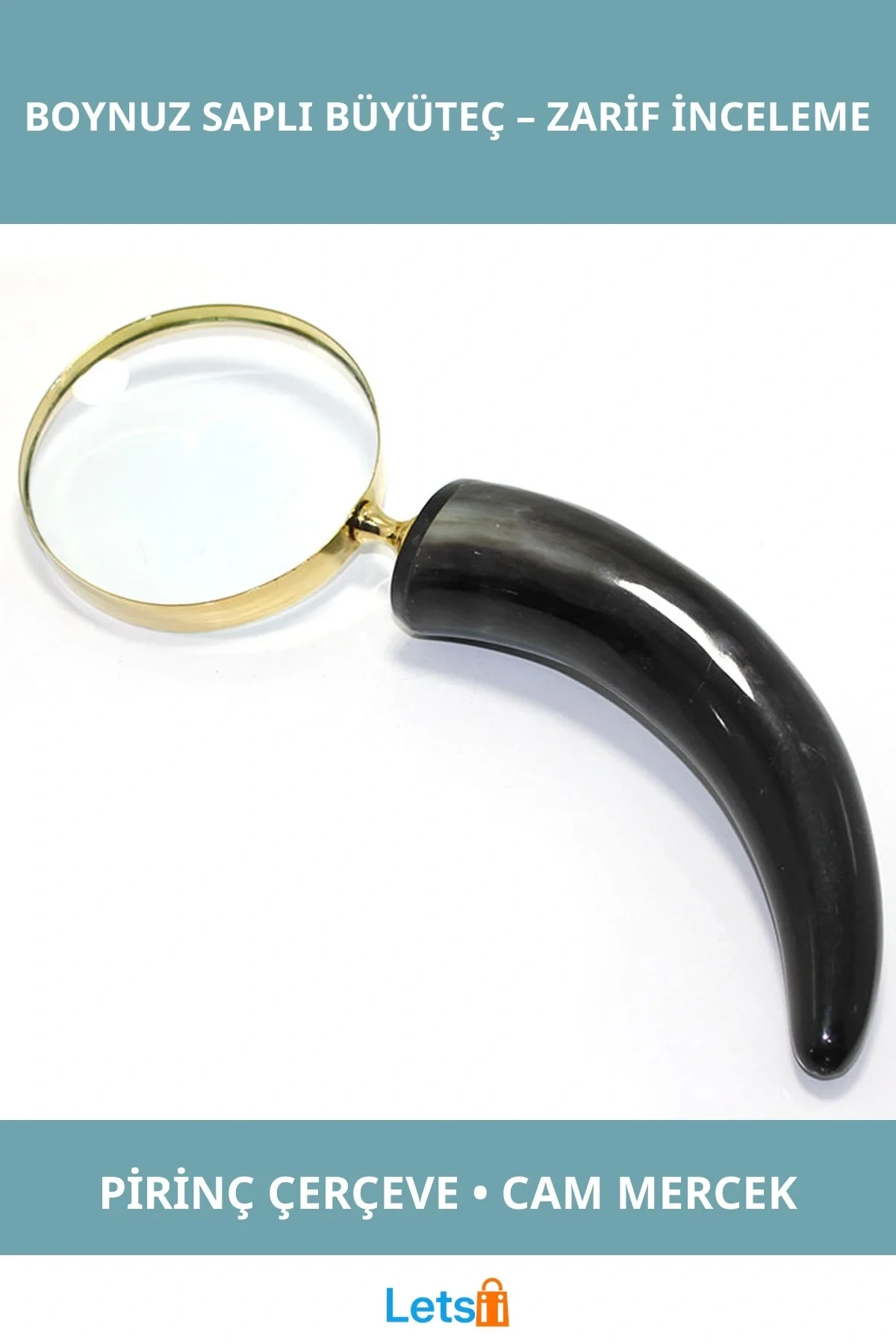 Pirinç Boynuz Saplı Şık Büyüteç