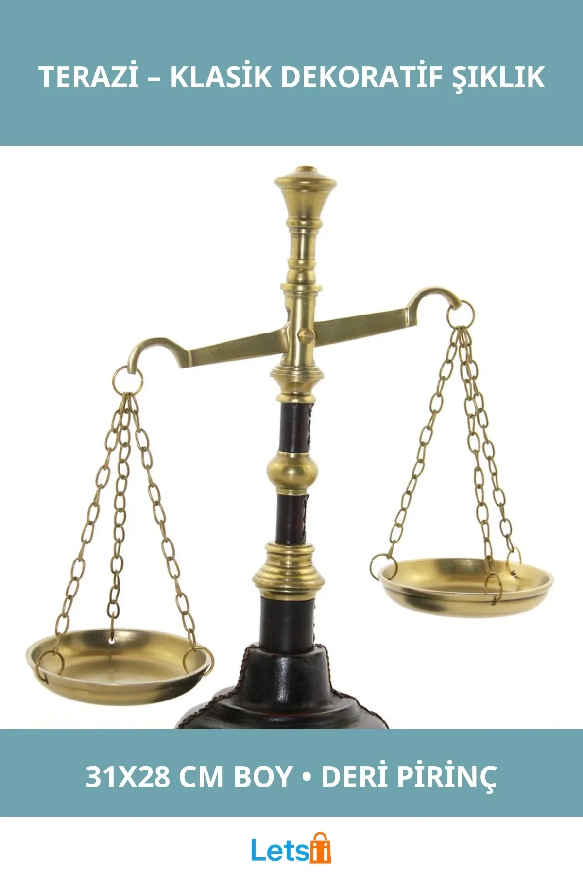 Pirinç Derili Şık Nostaljik Terazi 31x28 cm