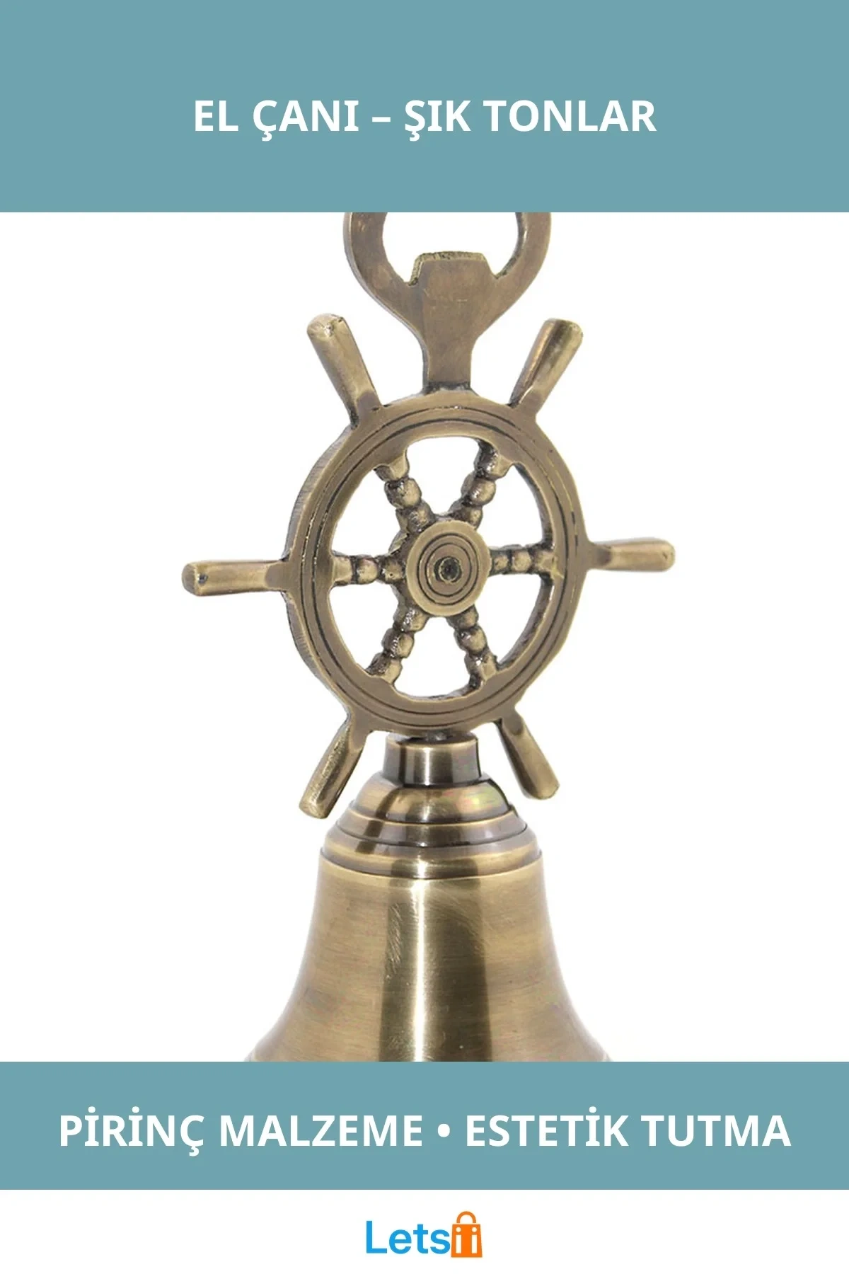 Pirinç Dümenli Dayanıklı El Çanı Estetik Müzik Aleti