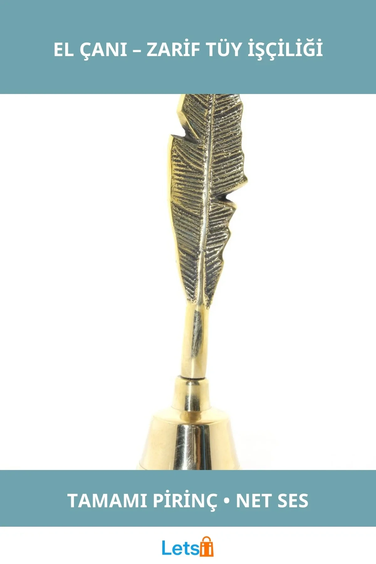 Pirinç El Çanı Zarif Tüy Figürü Meditasyon ve Dekoratif Obje