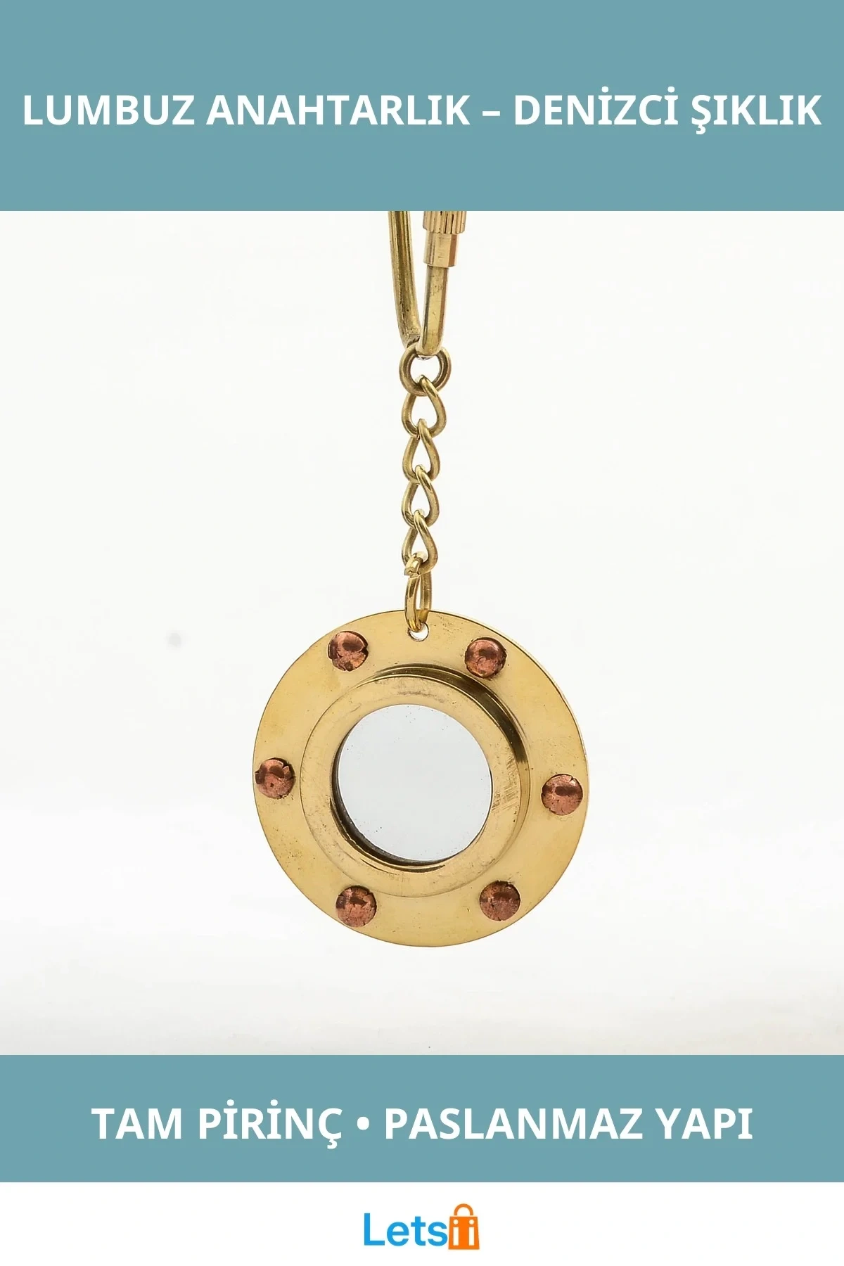 Pirinç Lumbuz Tasarım Anahtarlık Denizcilik Temalı