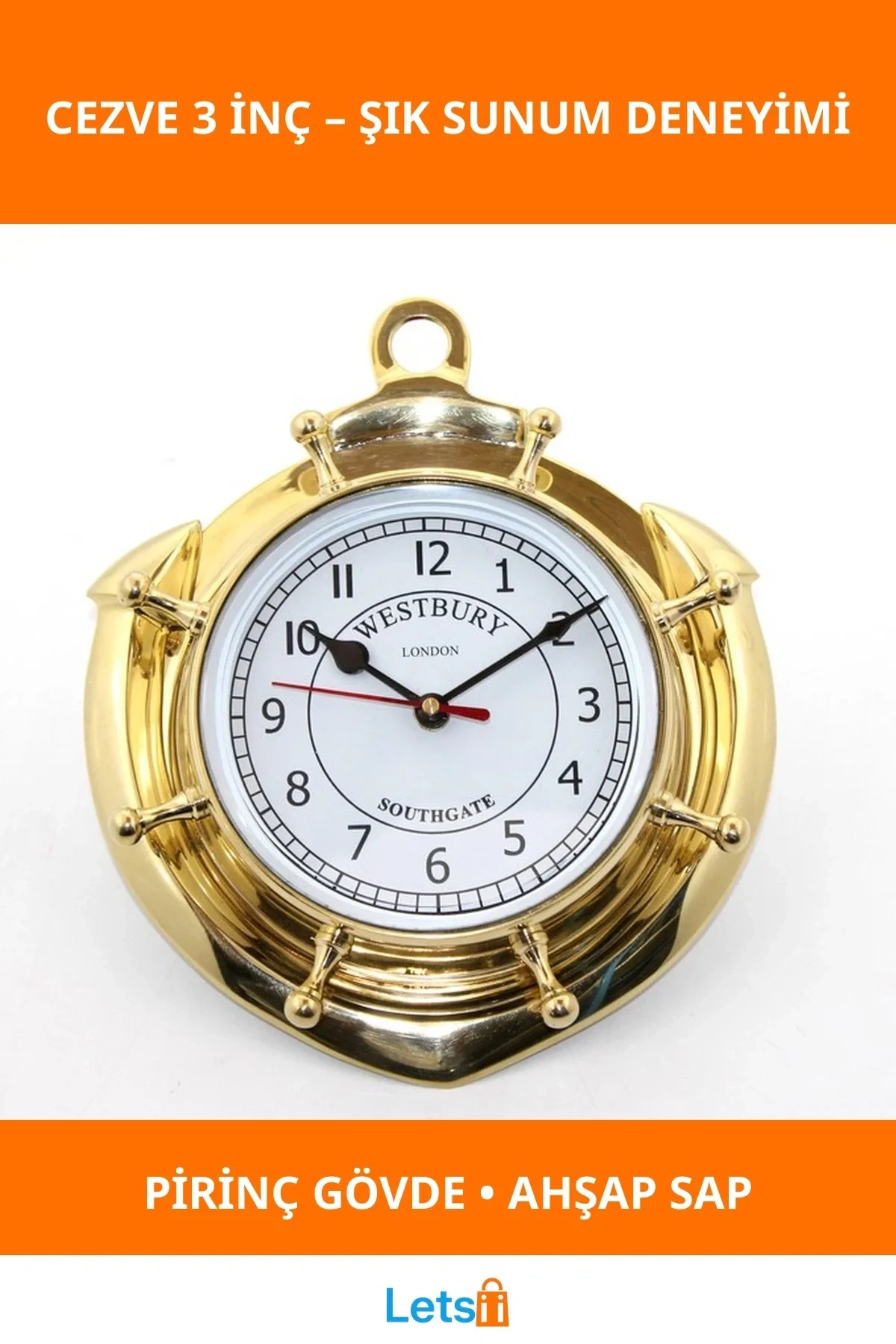 Pirinç Malzeme Nautical Temalı Duvar Saati