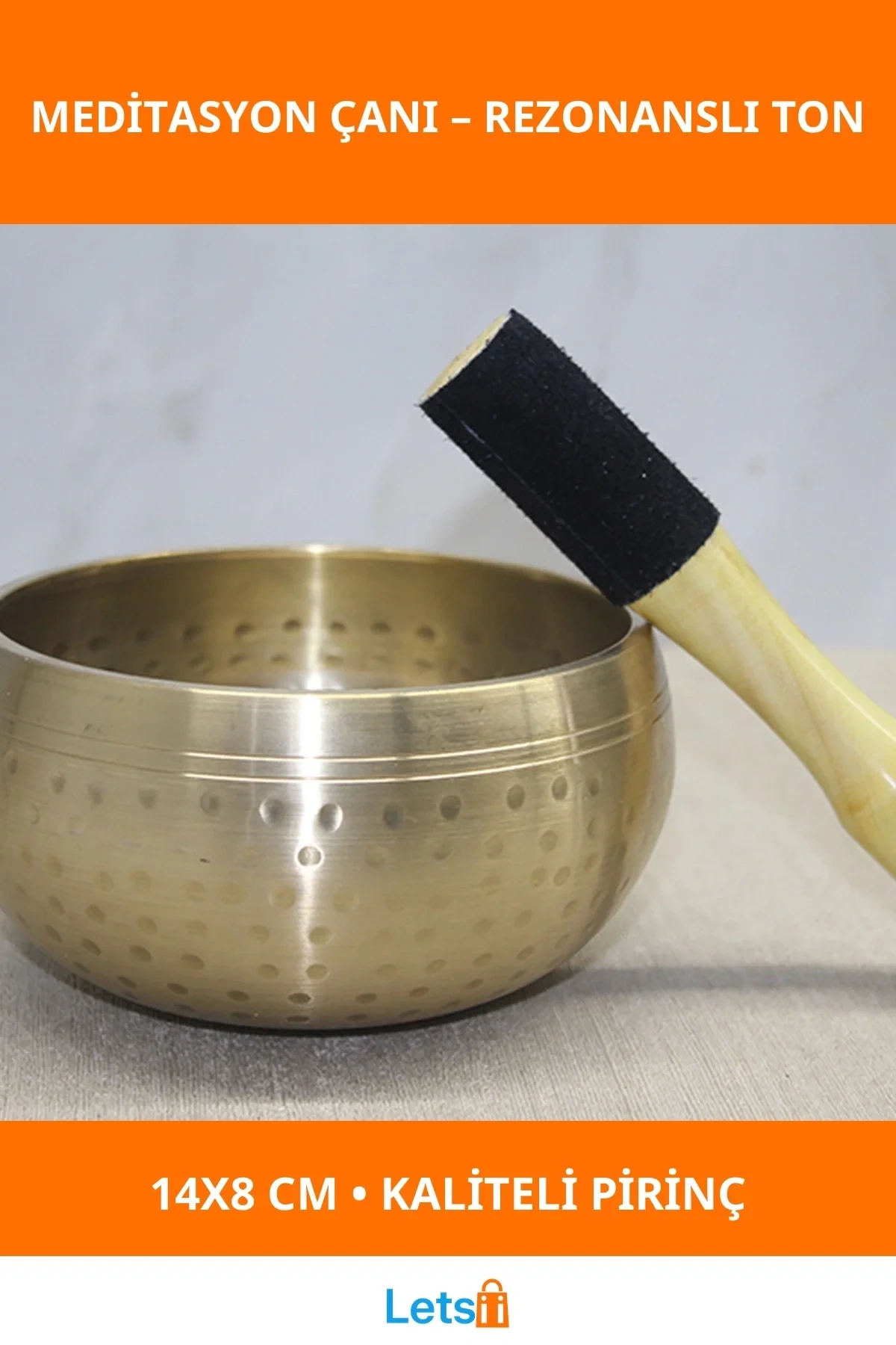 Pirinç Meditasyon Çanı 14x8 cm Derin Rezonanslı Ses