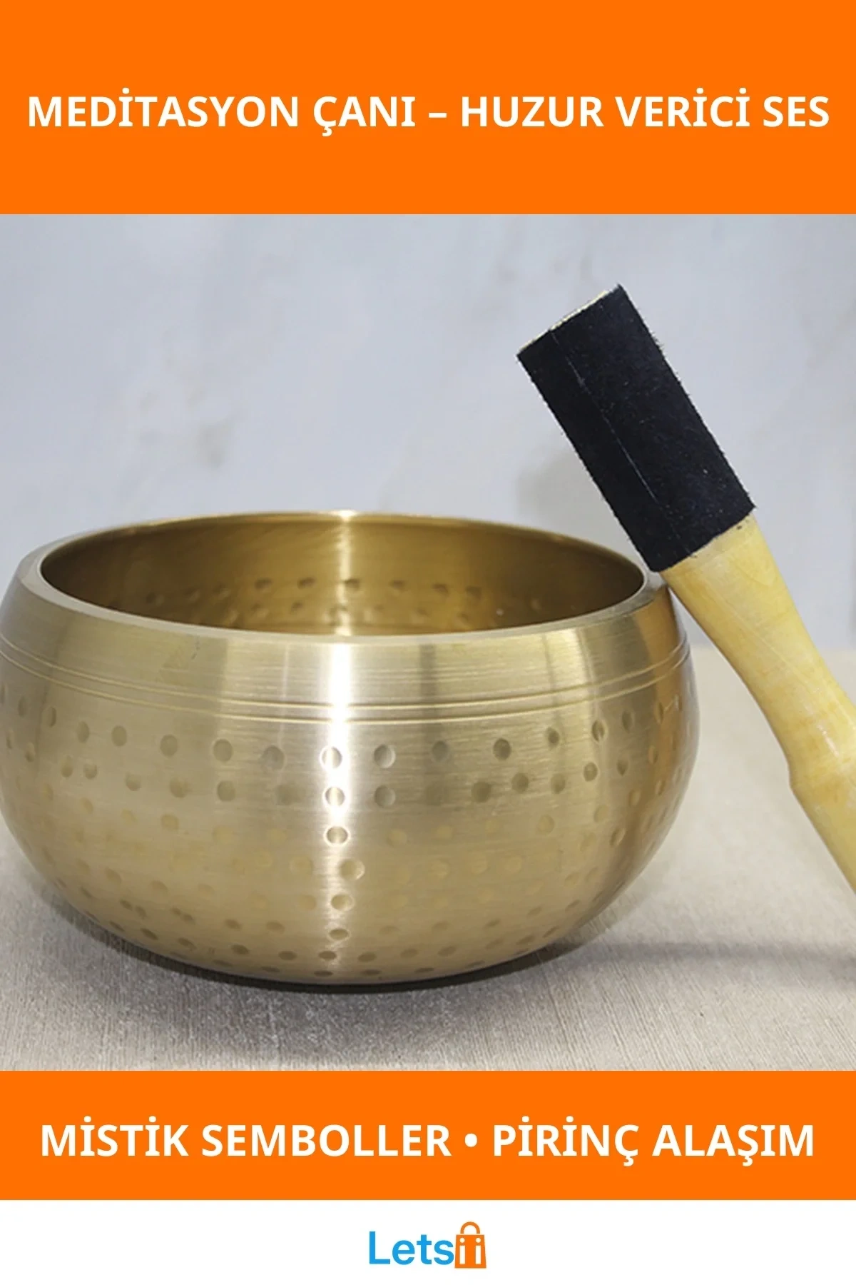 Pirinç Meditasyon Çanı Derin Sesli Mistik Sembol ve Oyma