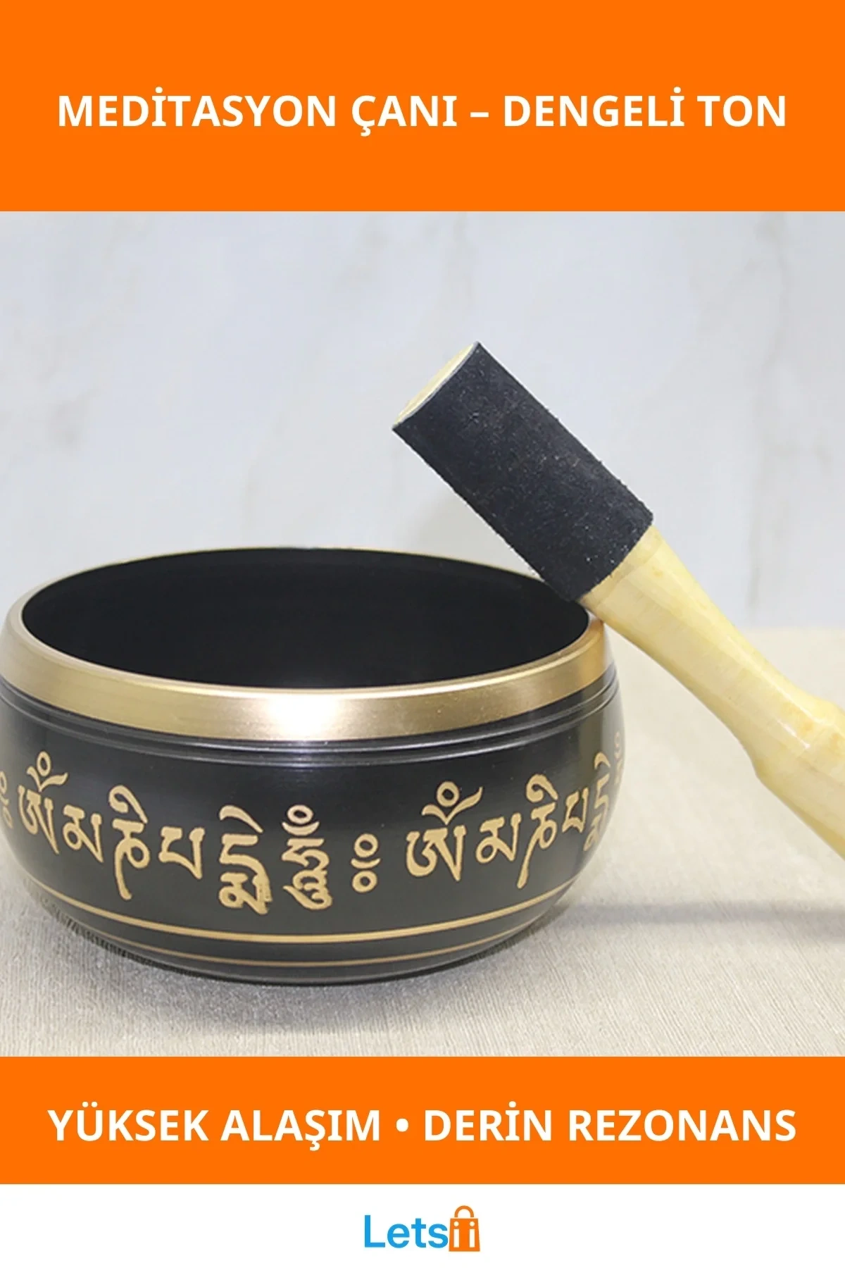 Pirinç Meditasyon Çanı Yüksek Kalite Derin Ton Yoga Enerji Dengeleyici