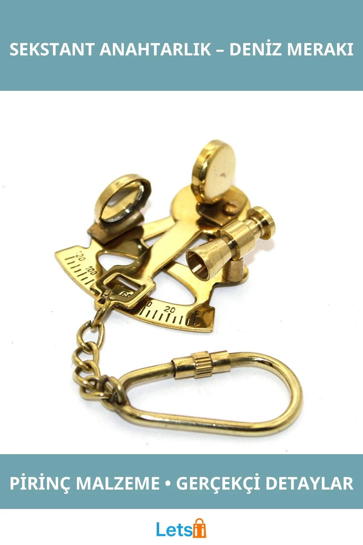 Pirinç Sekstant Anahtarlık Dayanıklı Nostaljik Denizcilik Aksesuarı