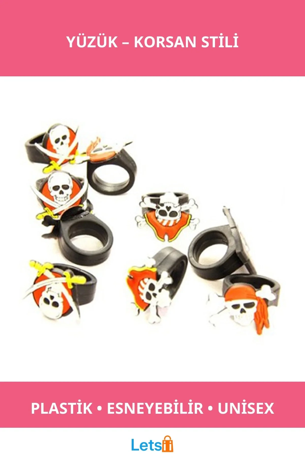 Plastik Korsan Yüzüğü Logo Temalı Yetişkin ve Çocuk Uyumlu