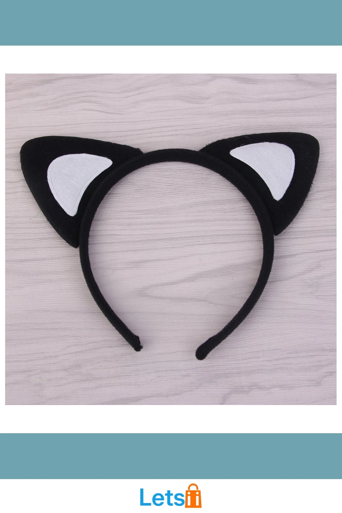 Pofuduk Kedi Kulak Taç Siyah Beyaz 15x17 cm